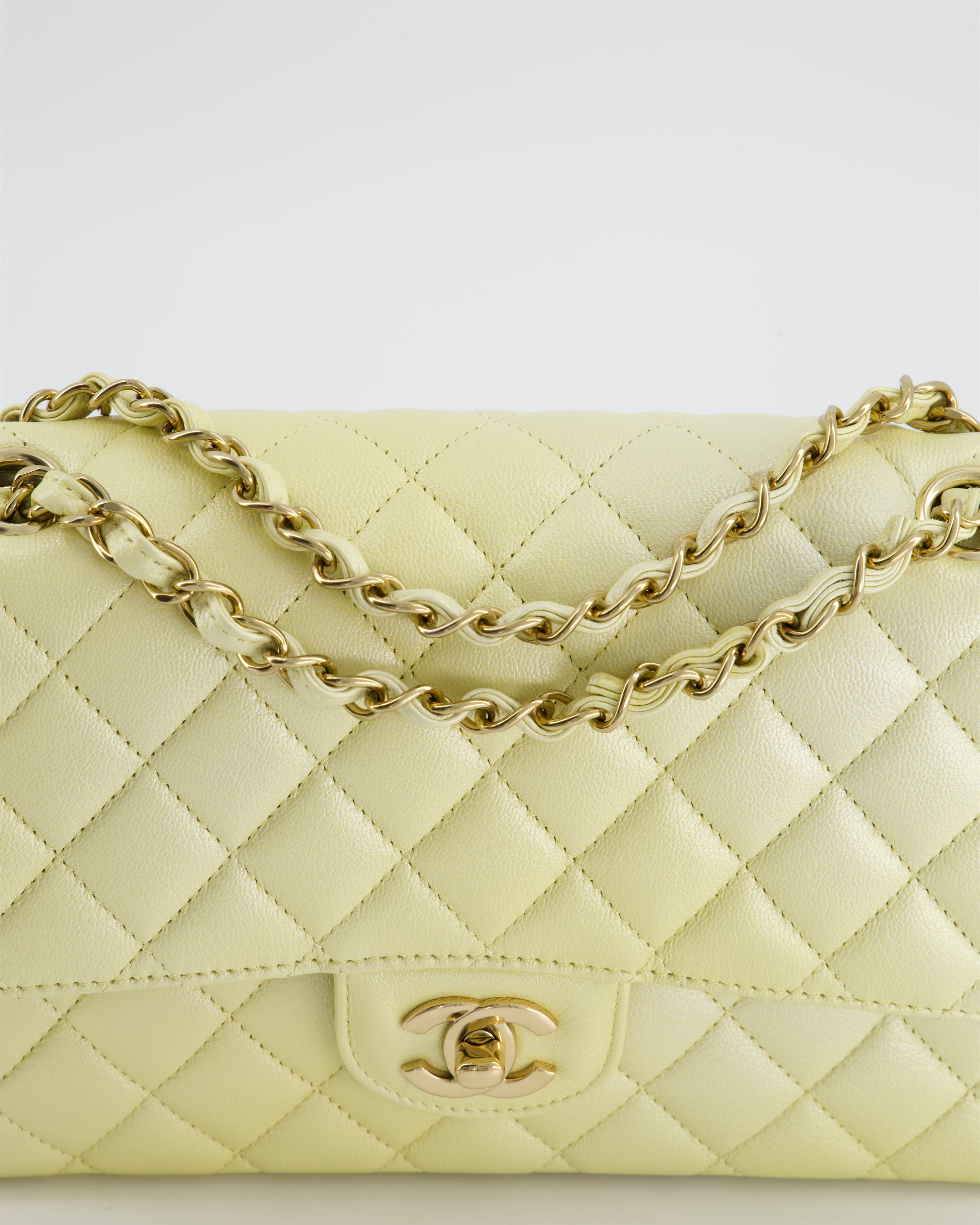 Chanel Lemon Sobert Shimmer Medium Classic Double Flap Bag in Iridescent Calfskin Gold Hardware  RRP £8,530