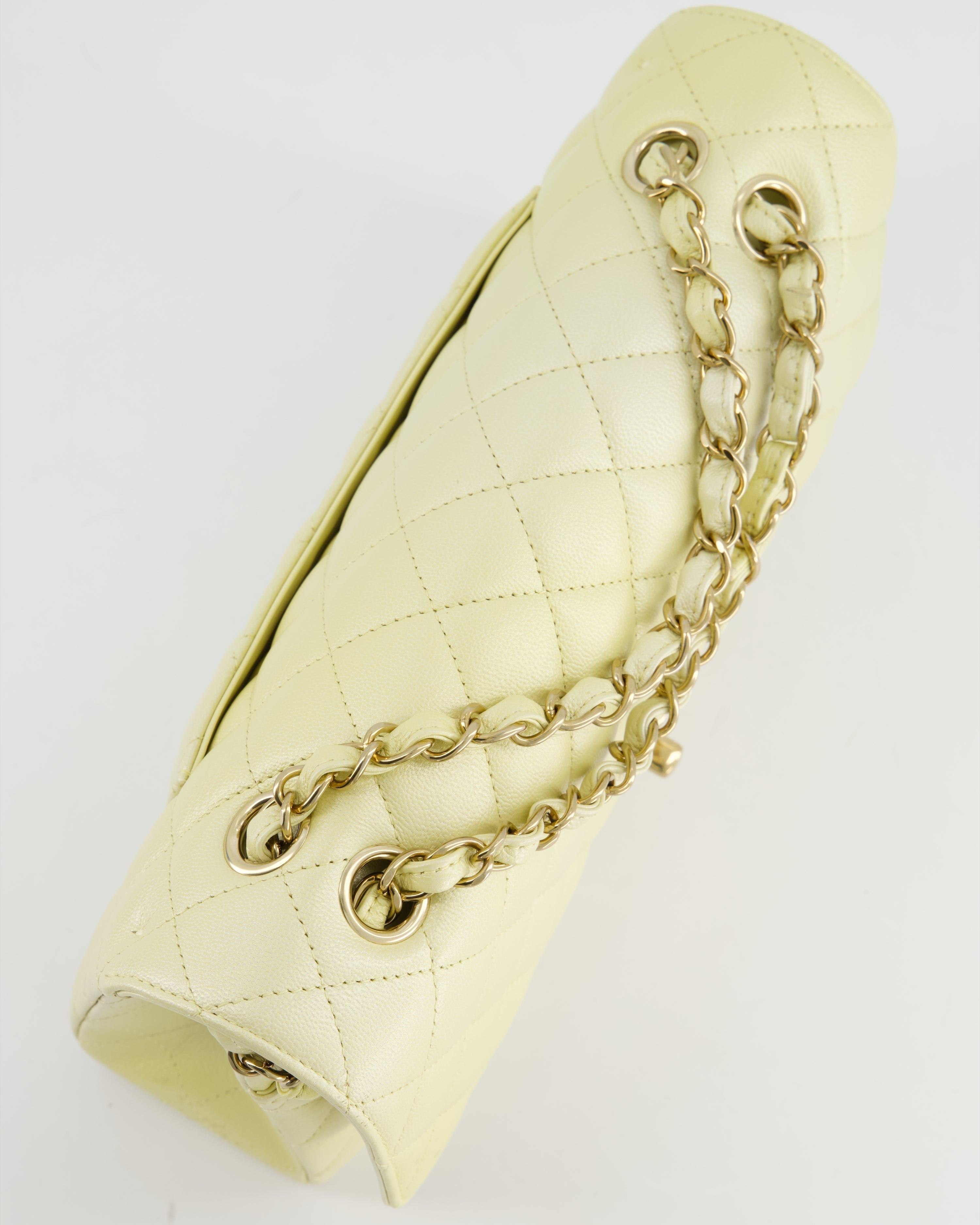 Chanel Lemon Sobert Shimmer Medium Classic Double Flap Bag in Iridescent Calfskin Gold Hardware  RRP £8,530