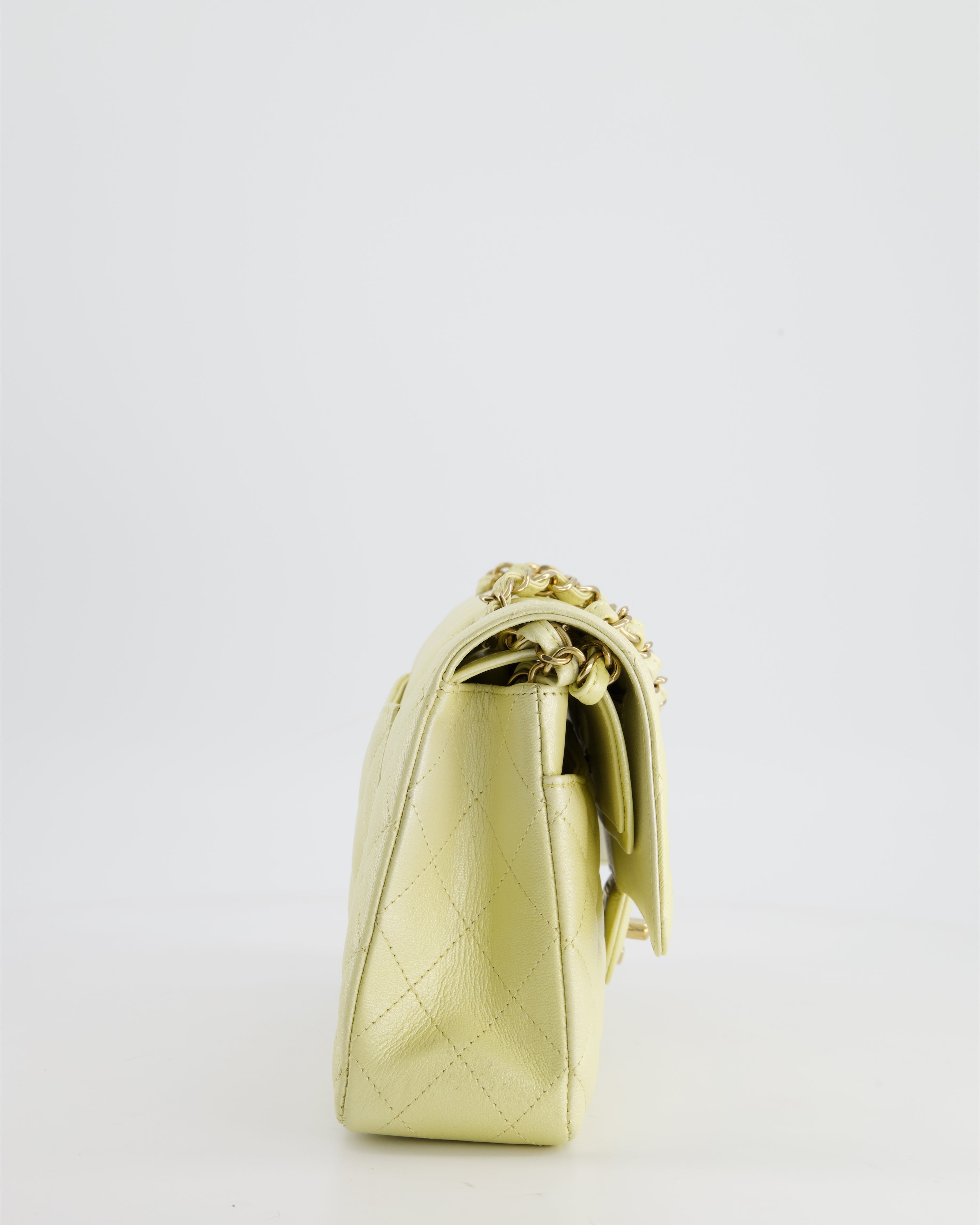 Chanel Lemon Sobert Shimmer Medium Classic Double Flap Bag in Iridescent Calfskin Gold Hardware  RRP £8,530