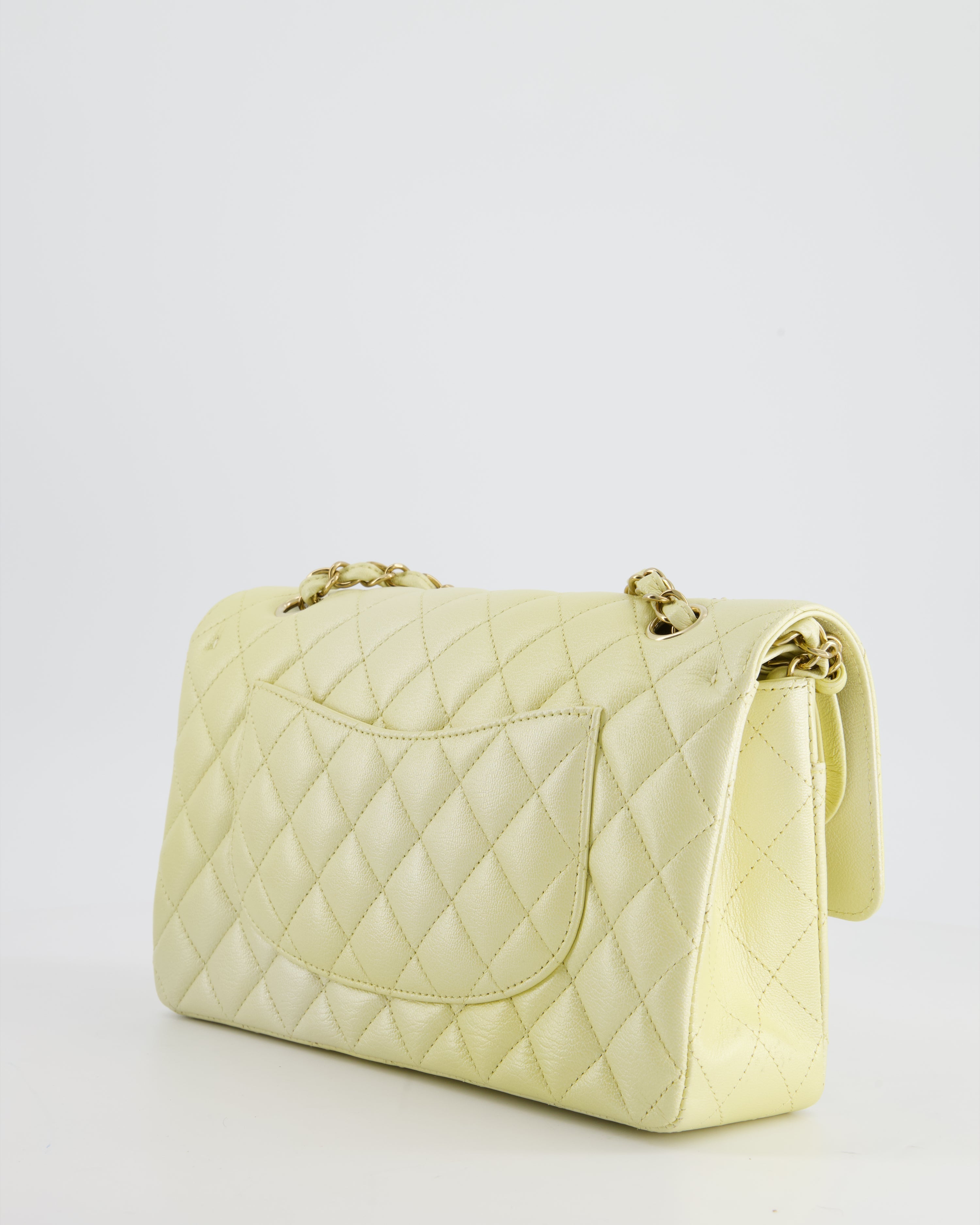 Chanel Lemon Sobert Shimmer Medium Classic Double Flap Bag in Iridescent Calfskin Gold Hardware  RRP £8,530