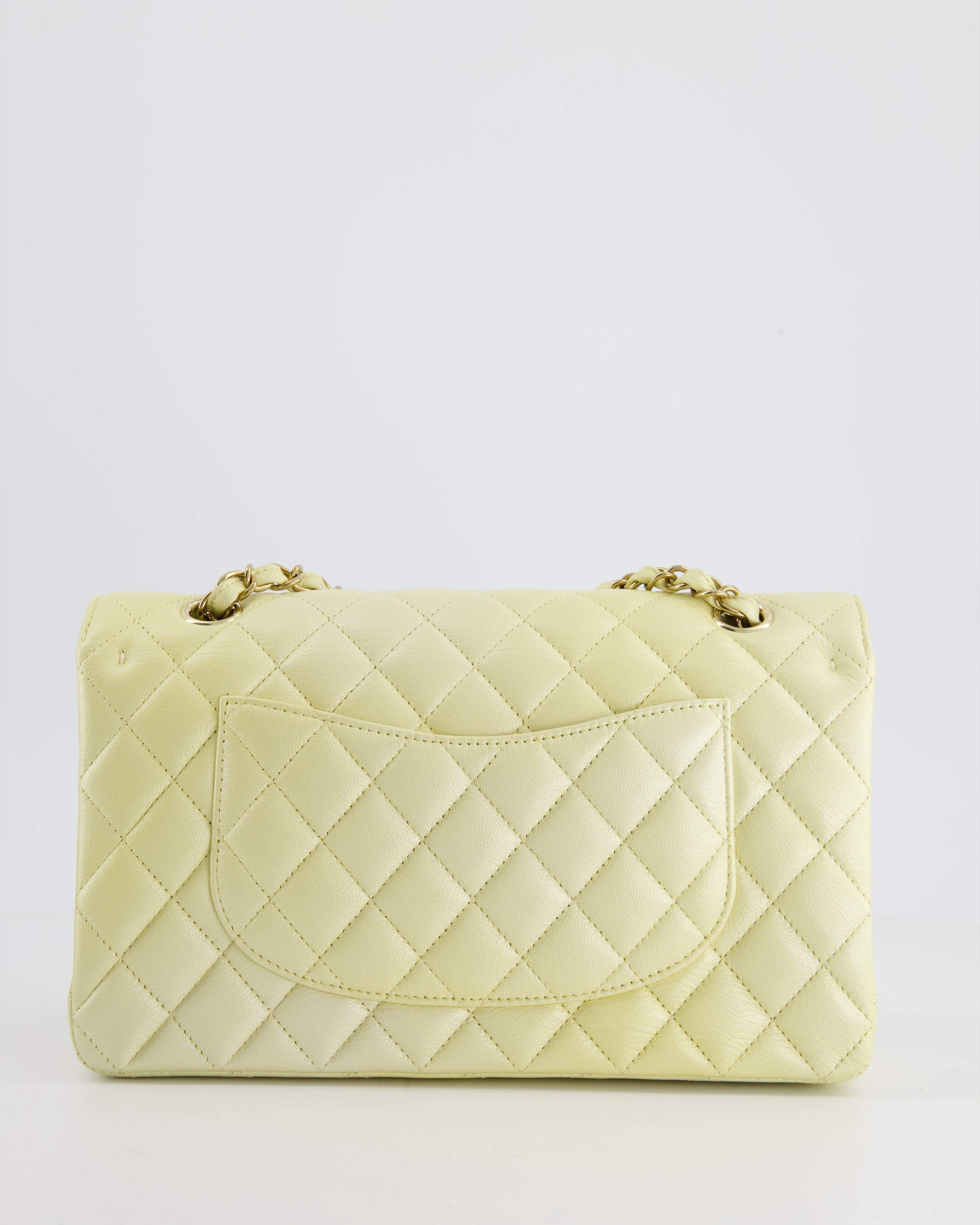 Chanel Lemon Sobert Shimmer Medium Classic Double Flap Bag in Iridescent Calfskin Gold Hardware  RRP £8,530