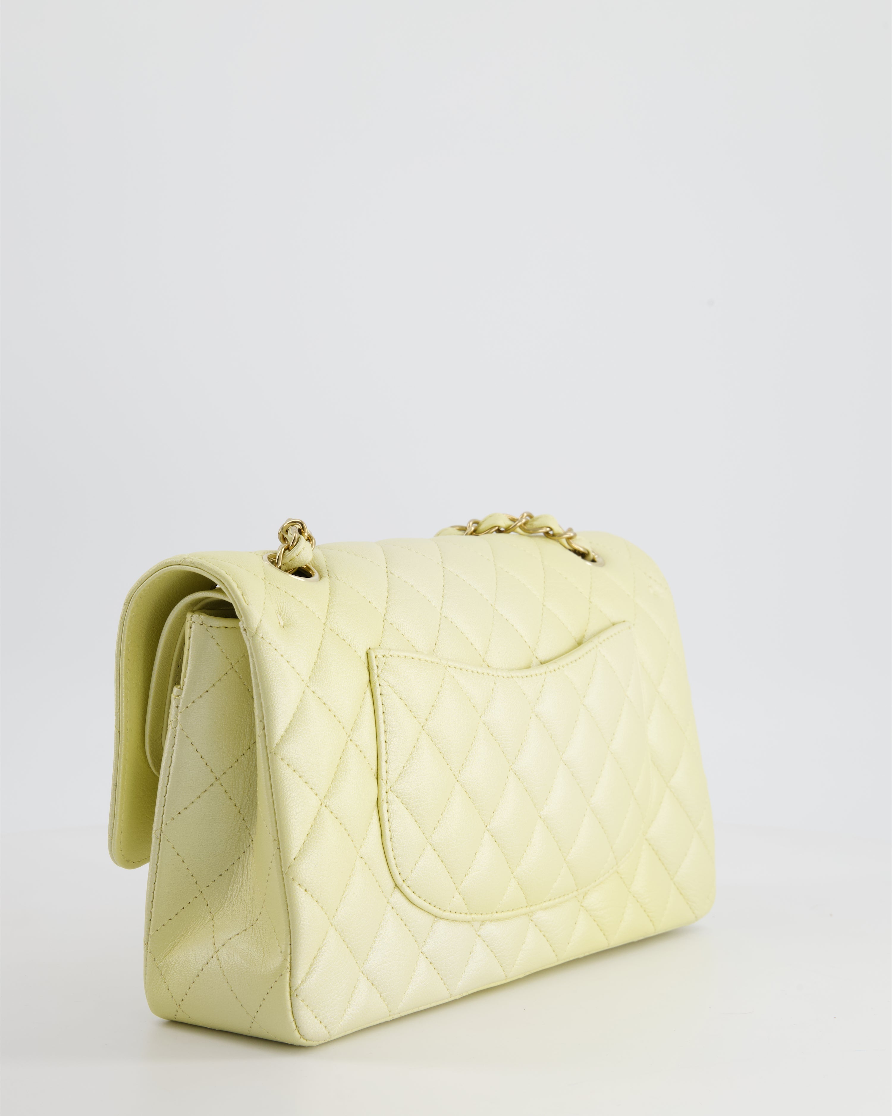 Chanel Lemon Sobert Shimmer Medium Classic Double Flap Bag in Iridescent Calfskin Gold Hardware  RRP £8,530