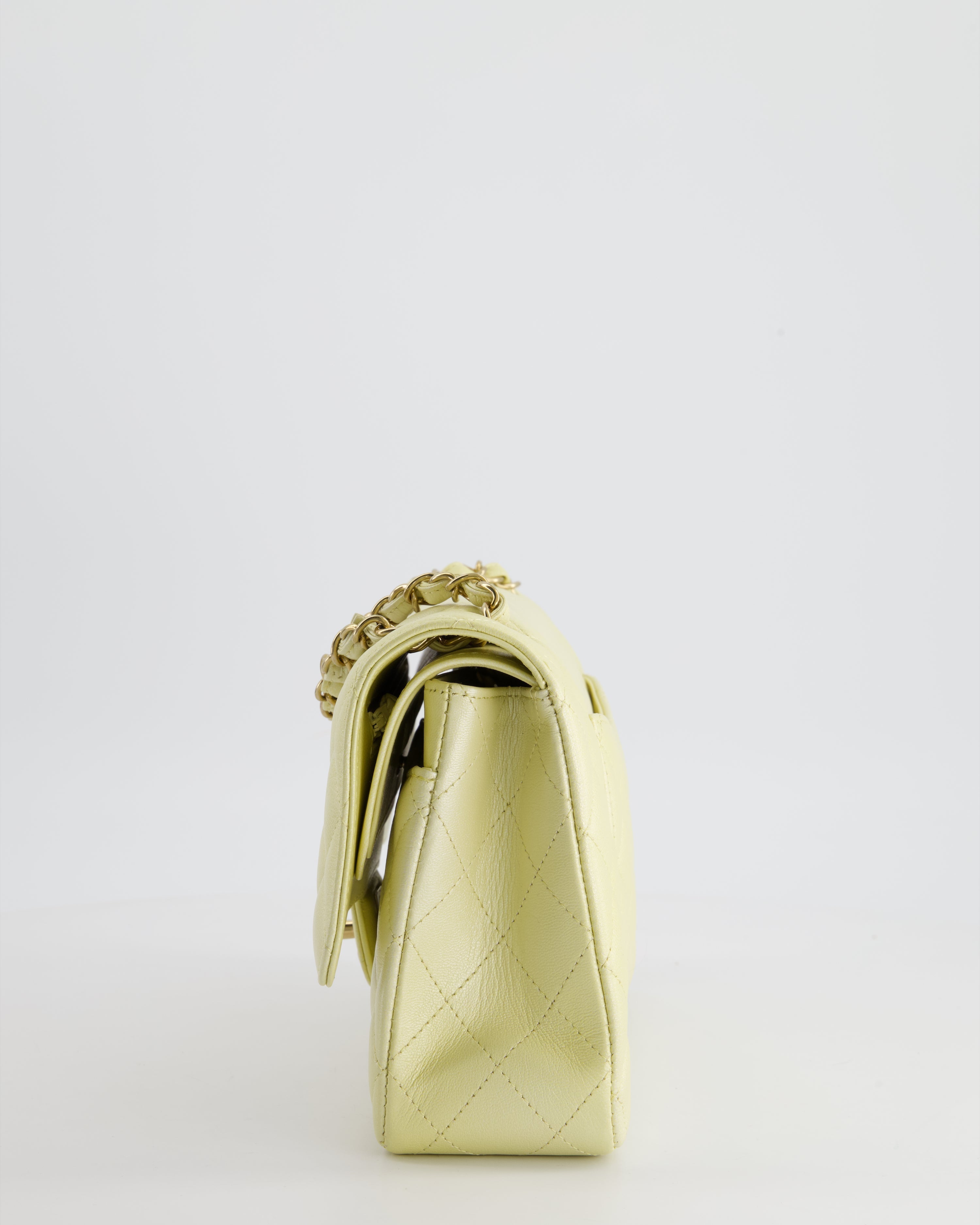 Chanel Lemon Sobert Shimmer Medium Classic Double Flap Bag in Iridescent Calfskin Gold Hardware  RRP £8,530