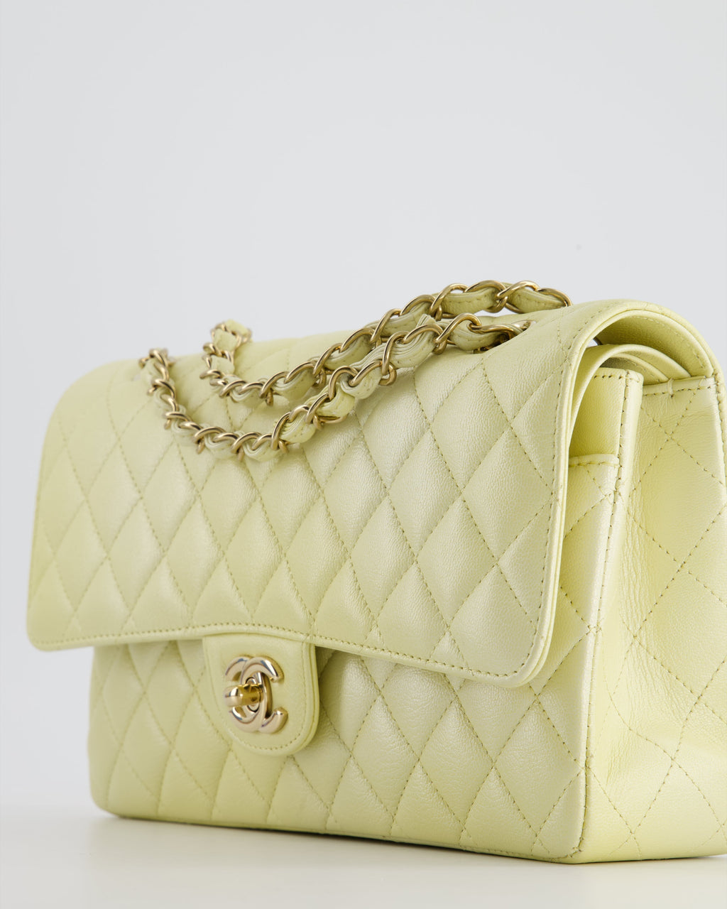 Chanel Lemon Sobert Shimmer Medium Classic Double Flap Bag in Iridescent Calfskin Gold Hardware  RRP £8,530
