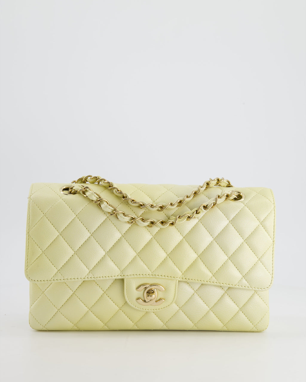 Chanel Lemon Sobert Shimmer Medium Classic Double Flap Bag in Iridescent Calfskin Gold Hardware  RRP £8,530