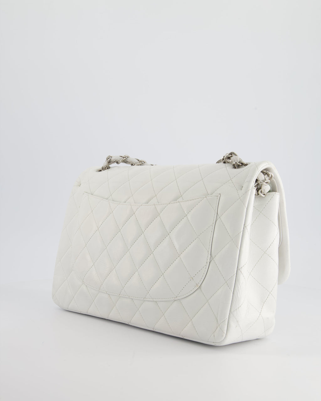 Chanel White Jumbo Classic Double Flap Bag in Lambskin Leather with Silver Hardware RRP £9,240