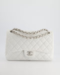 Chanel White Jumbo Classic Double Flap Bag in Lambskin Leather with Silver Hardware RRP £9,240