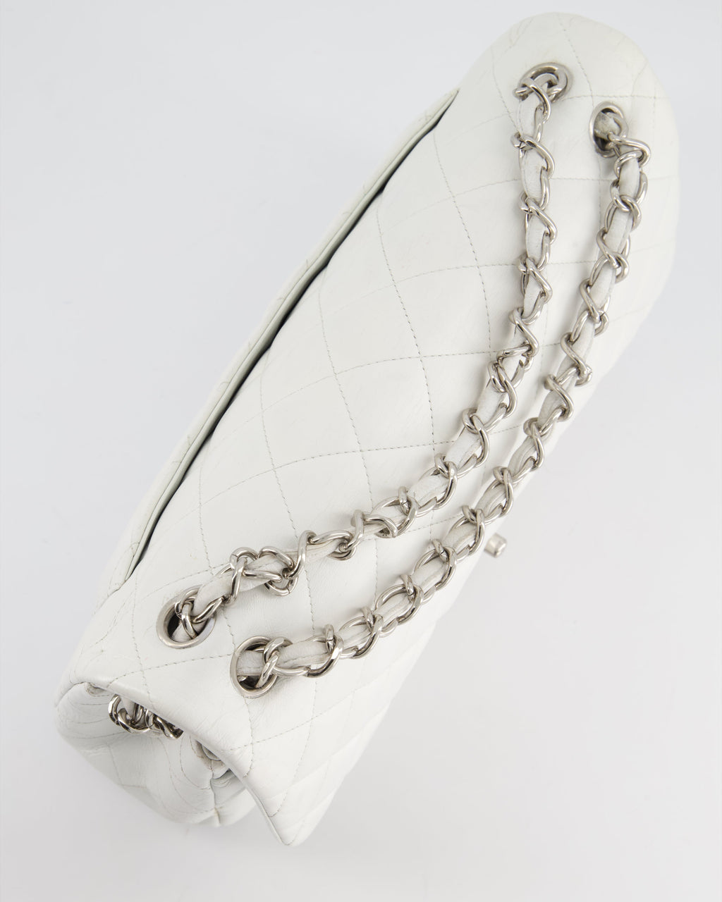 Chanel White Jumbo Classic Double Flap Bag in Lambskin Leather with Silver Hardware RRP £9,240