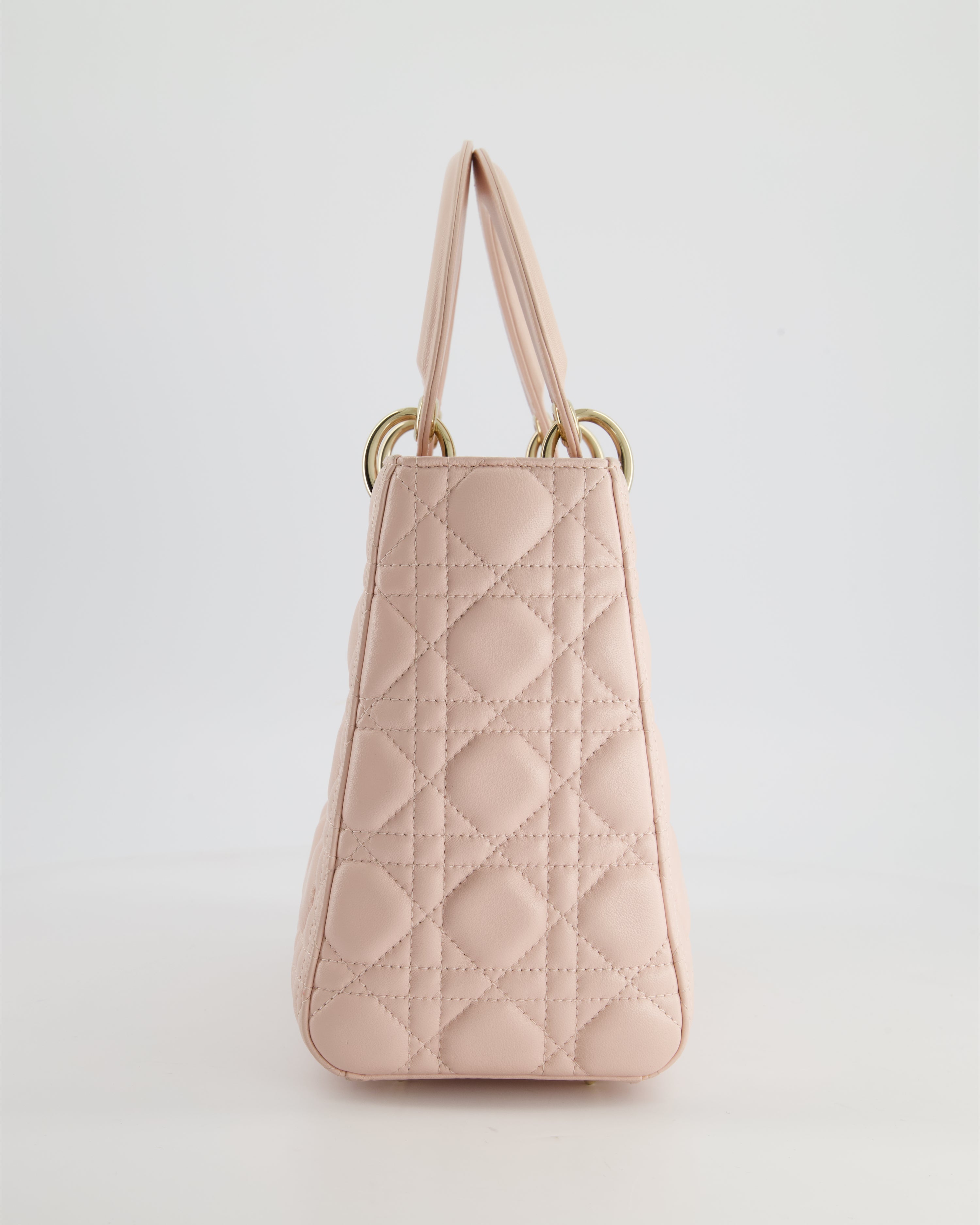Christian Dior Heavenly Pink Medium Lady Dior Bag in Lambskin Leather with Champagne Gold Hardware