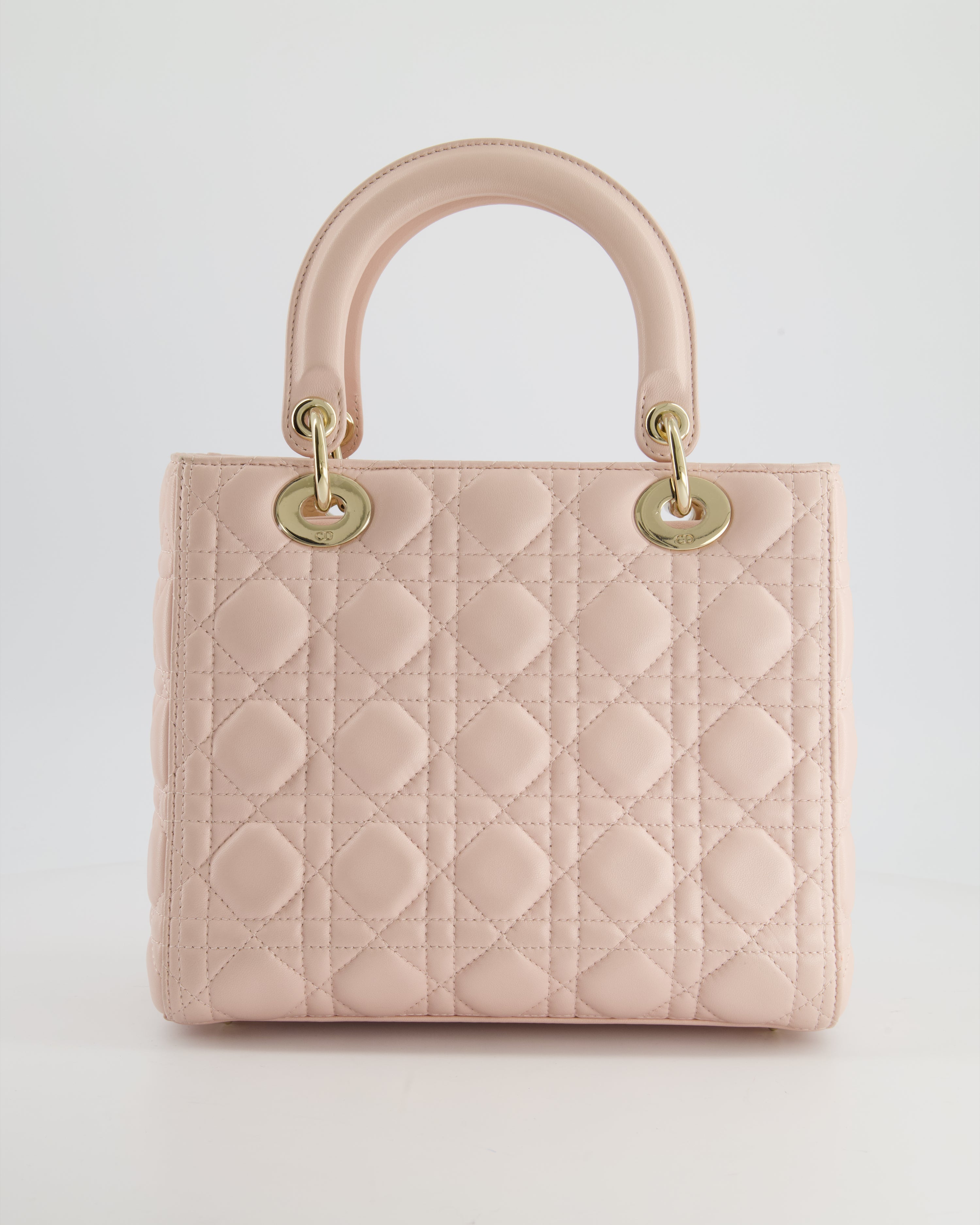 Christian Dior Heavenly Pink Medium Lady Dior Bag in Lambskin Leather with Champagne Gold Hardware