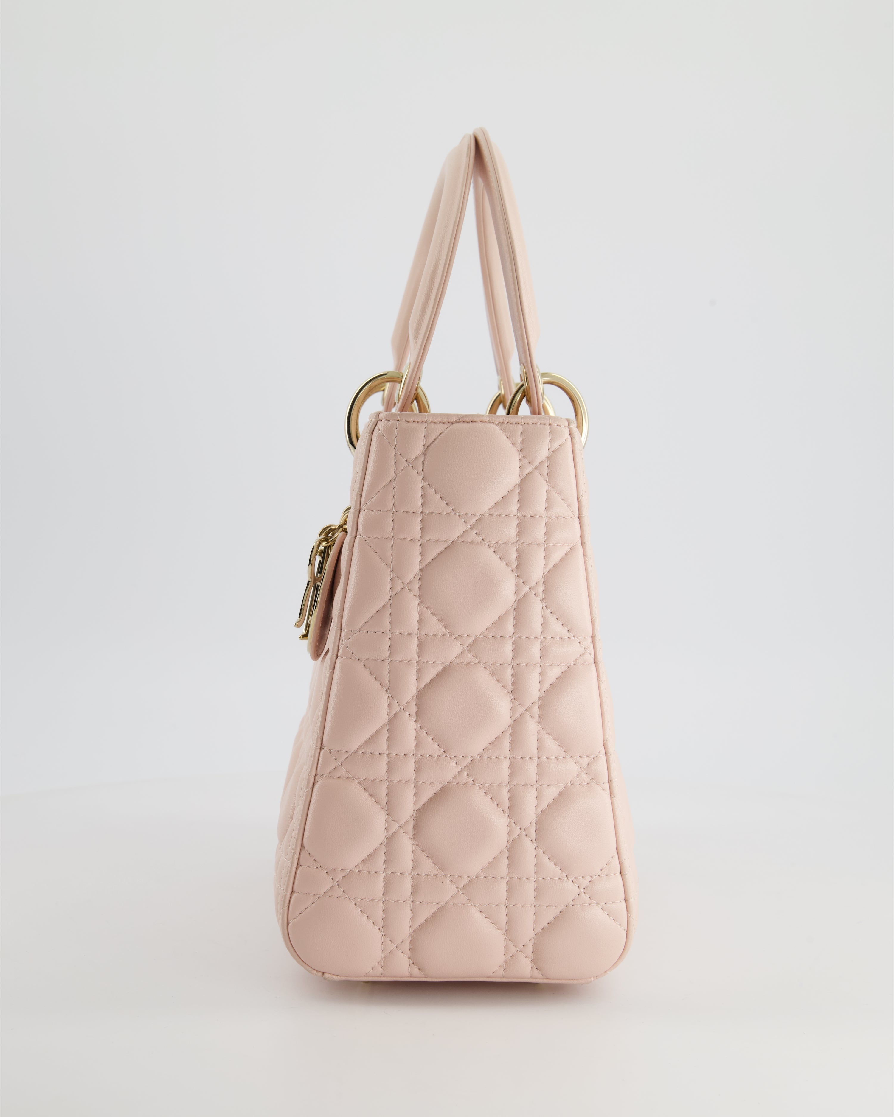 Christian Dior Heavenly Pink Medium Lady Dior Bag in Lambskin Leather with Champagne Gold Hardware