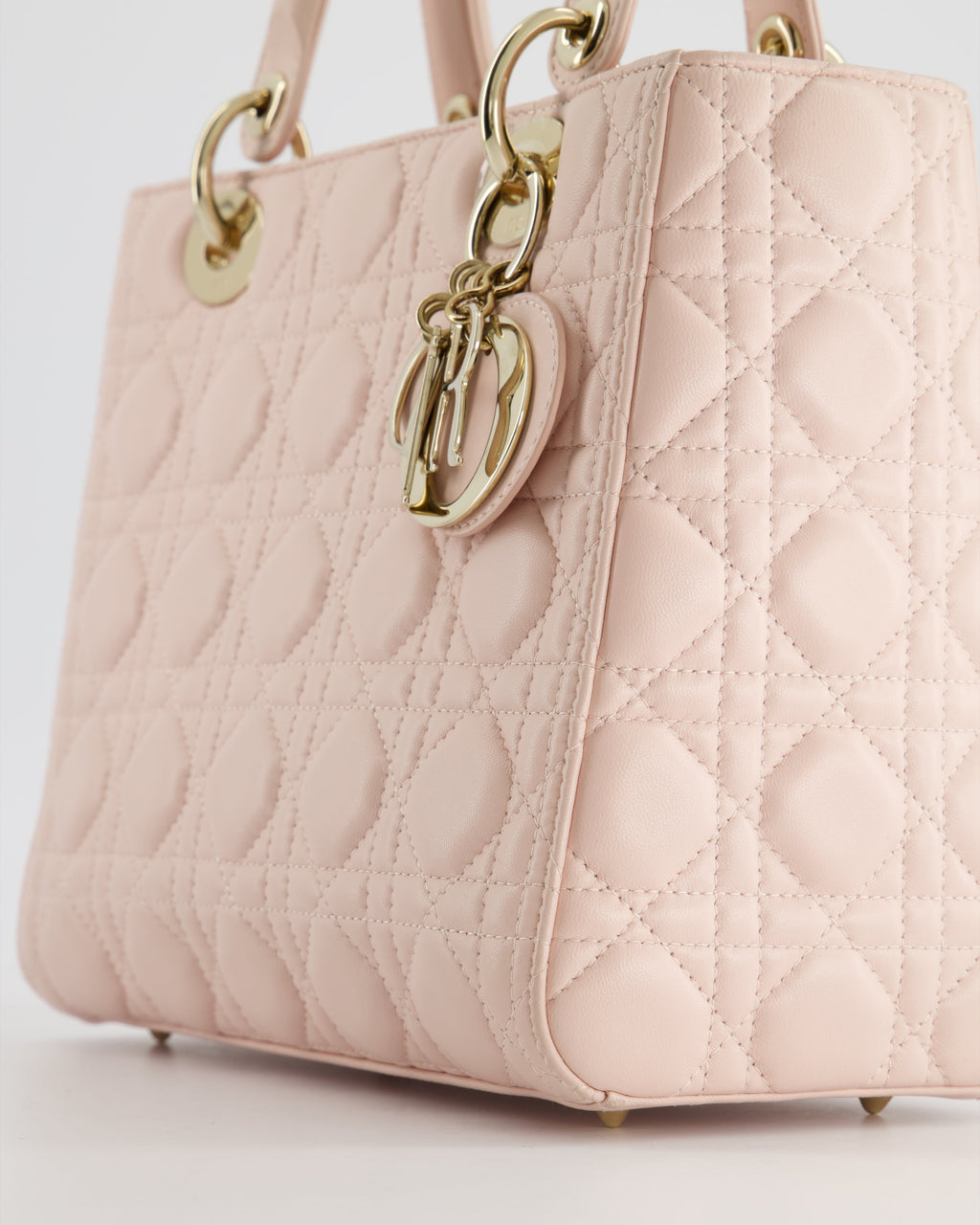 Christian Dior Heavenly Pink Medium Lady Dior Bag in Lambskin Leather with Champagne Gold Hardware