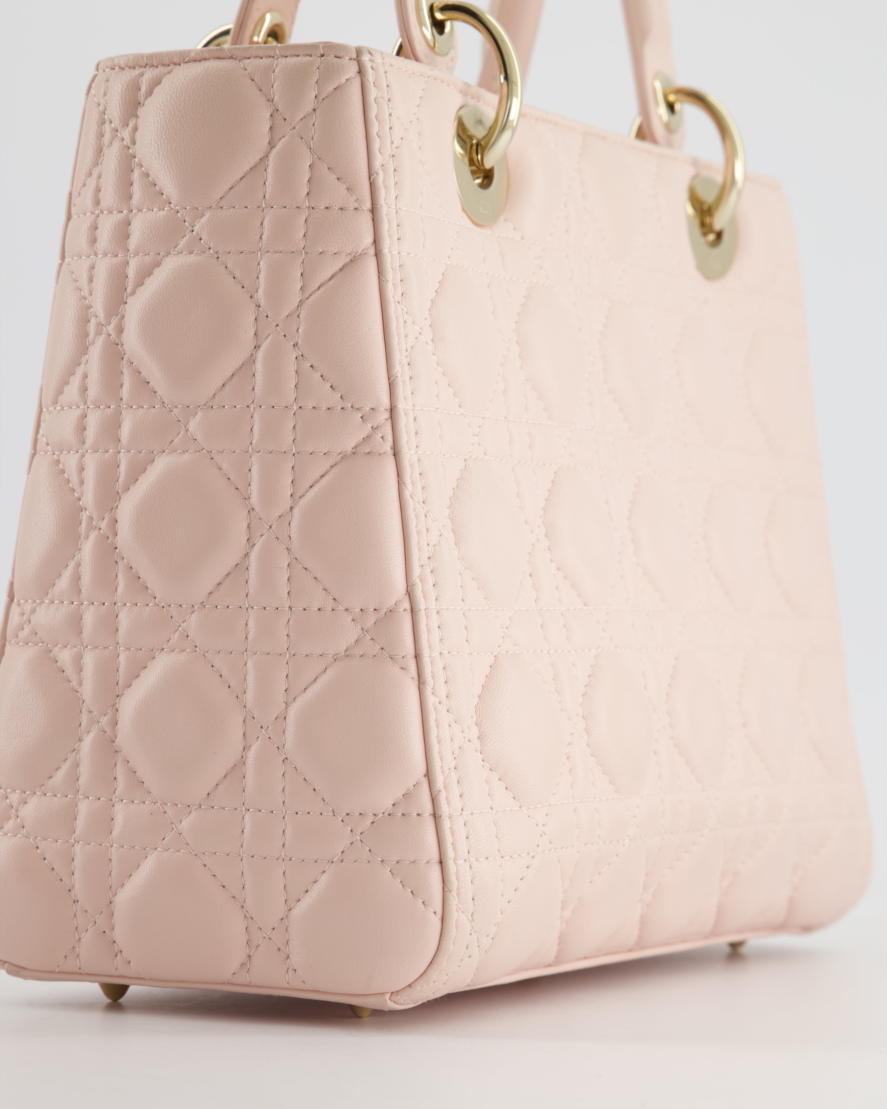 Christian Dior Heavenly Pink Medium Lady Dior Bag in Lambskin Leather with Champagne Gold Hardware