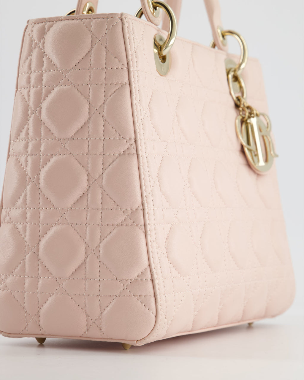 Christian Dior Heavenly Pink Medium Lady Dior Bag in Lambskin Leather with Champagne Gold Hardware