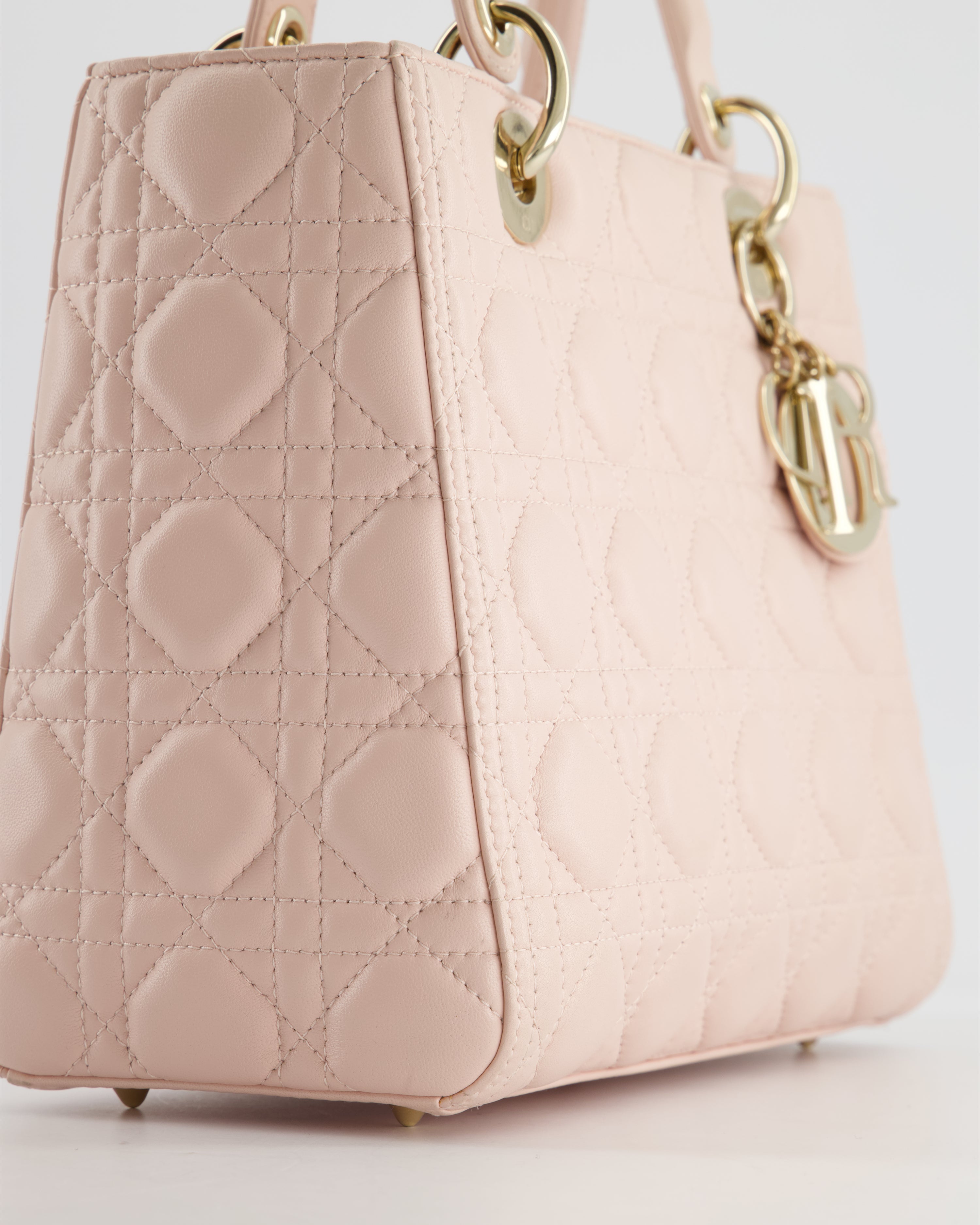 Christian Dior Heavenly Pink Medium Lady Dior Bag in Lambskin Leather with Champagne Gold Hardware