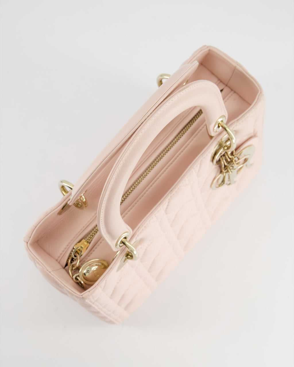 Christian Dior Heavenly Pink Medium Lady Dior Bag in Lambskin Leather with Champagne Gold Hardware