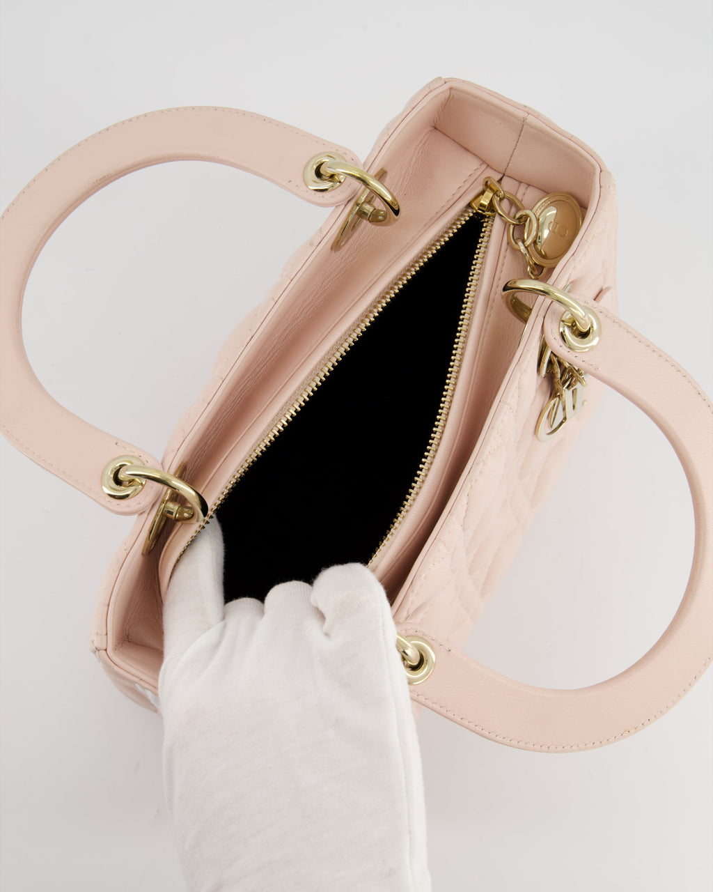 Christian Dior Heavenly Pink Medium Lady Dior Bag in Lambskin Leather with Champagne Gold Hardware