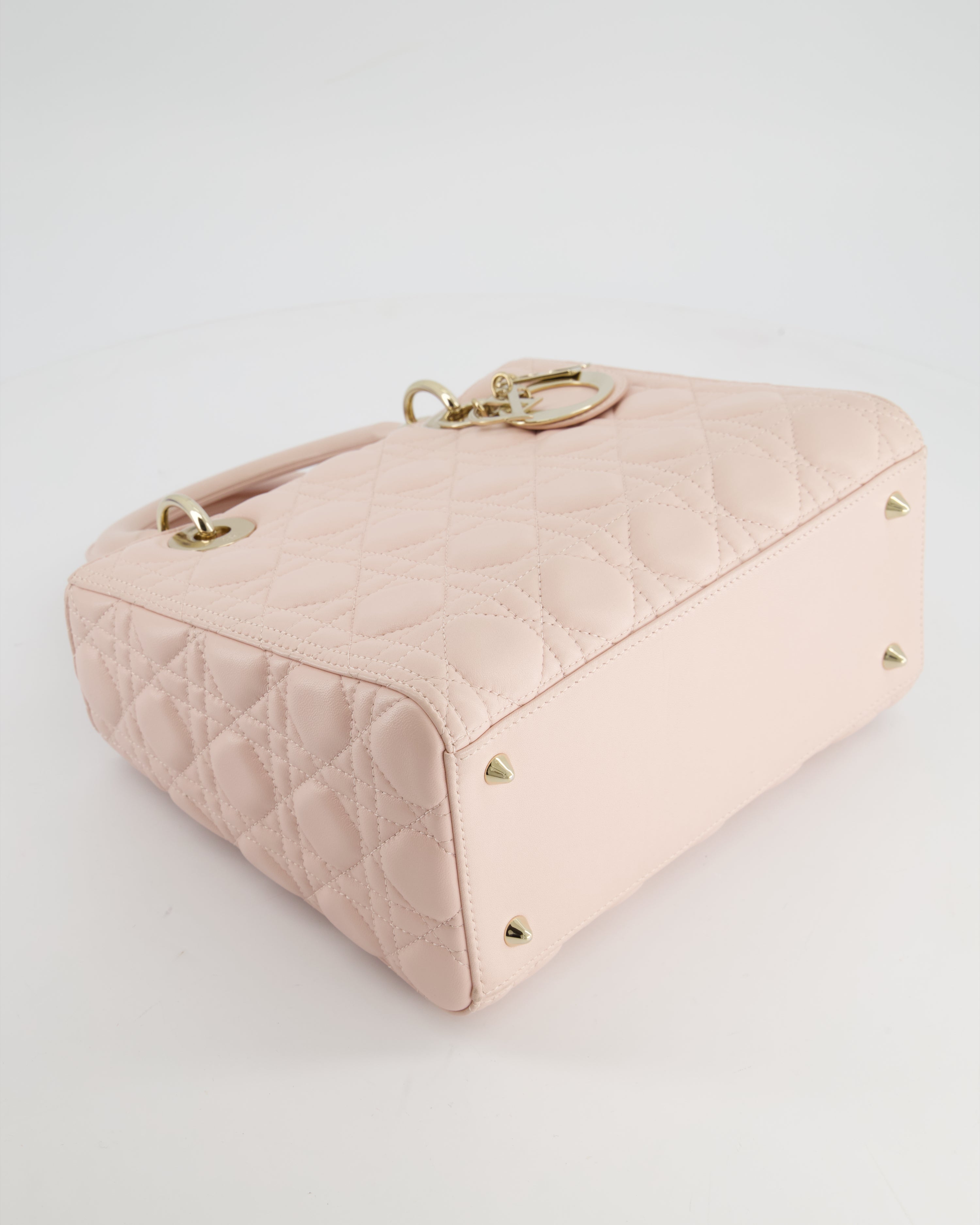 Christian Dior Heavenly Pink Medium Lady Dior Bag in Lambskin Leather with Champagne Gold Hardware