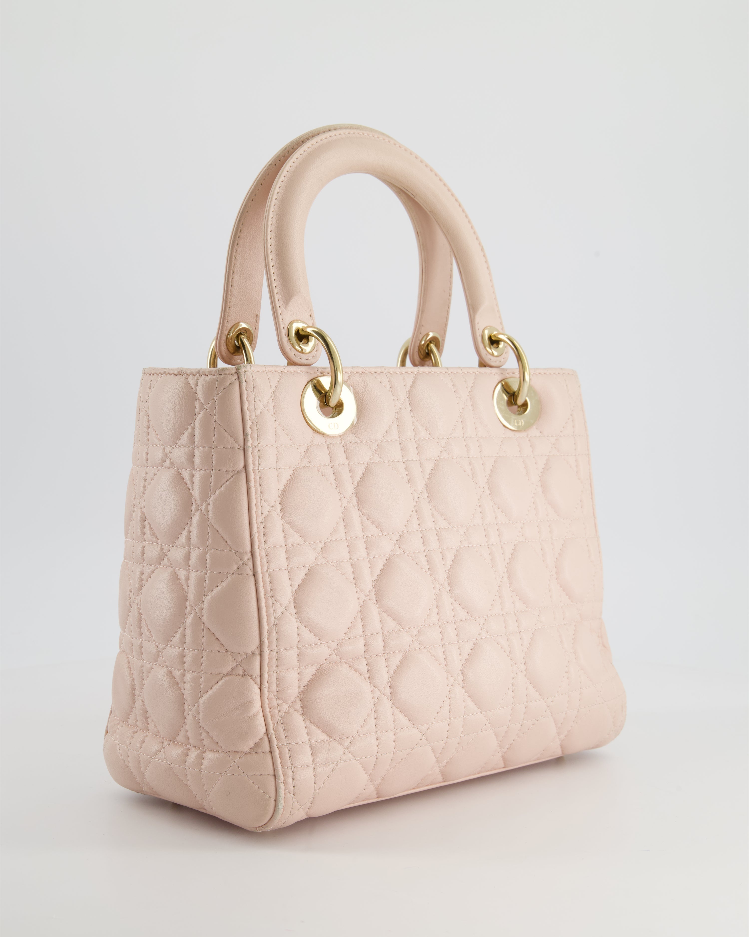 Christian Dior Heavenly Pink Medium Lady Dior Bag in Lambskin Leather with Champagne Gold Hardware