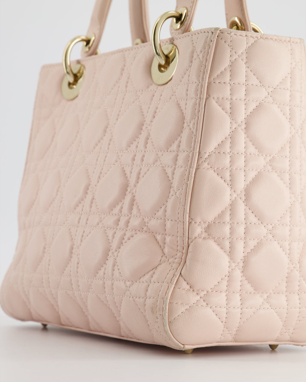Christian Dior Heavenly Pink Medium Lady Dior Bag in Lambskin Leather with Champagne Gold Hardware