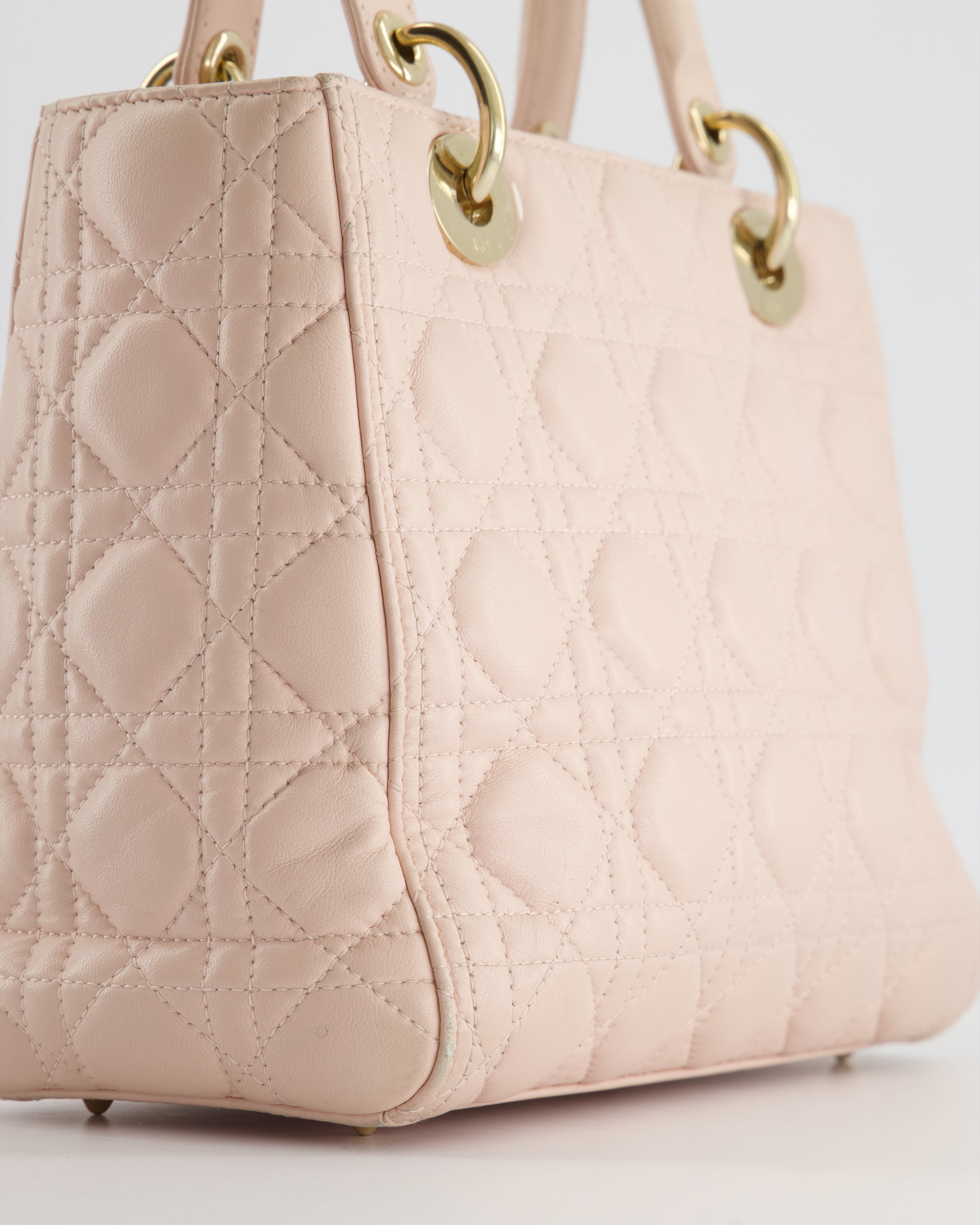 Christian Dior Heavenly Pink Medium Lady Dior Bag in Lambskin Leather with Champagne Gold Hardware