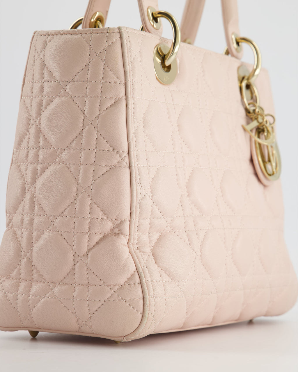 Christian Dior Heavenly Pink Medium Lady Dior Bag in Lambskin Leather with Champagne Gold Hardware