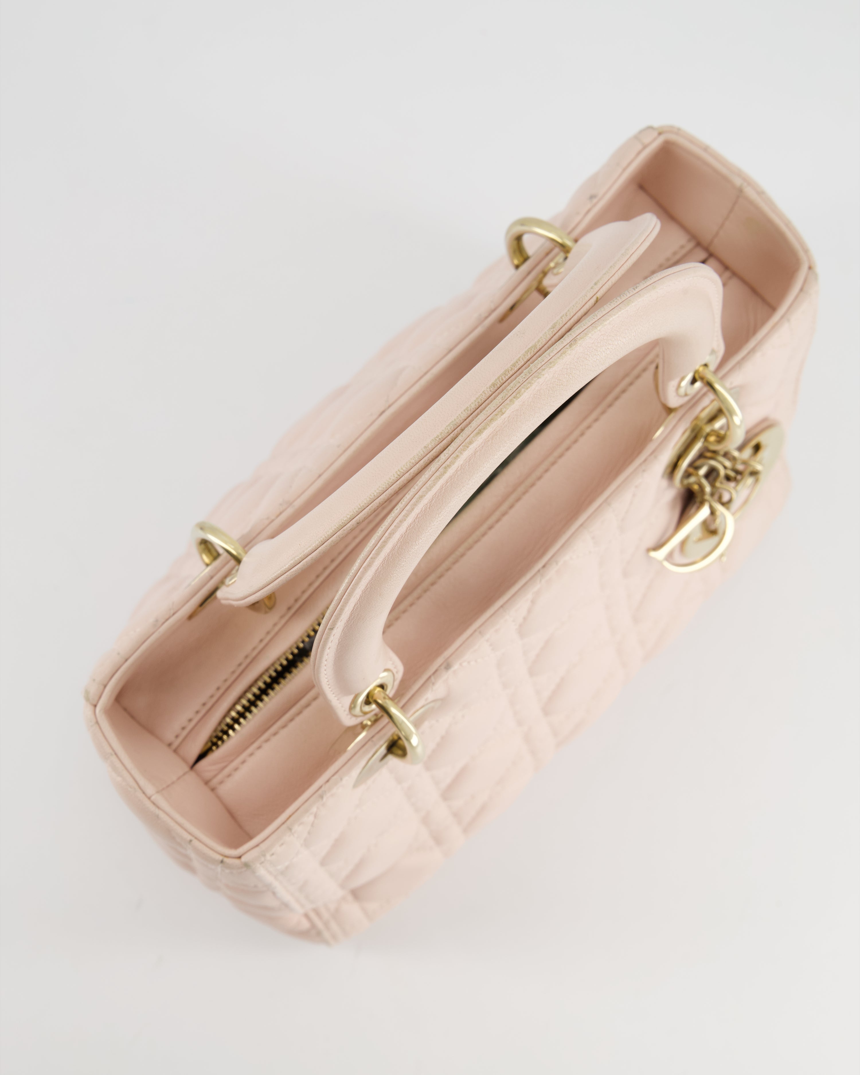 Christian Dior Heavenly Pink Medium Lady Dior Bag in Lambskin Leather with Champagne Gold Hardware