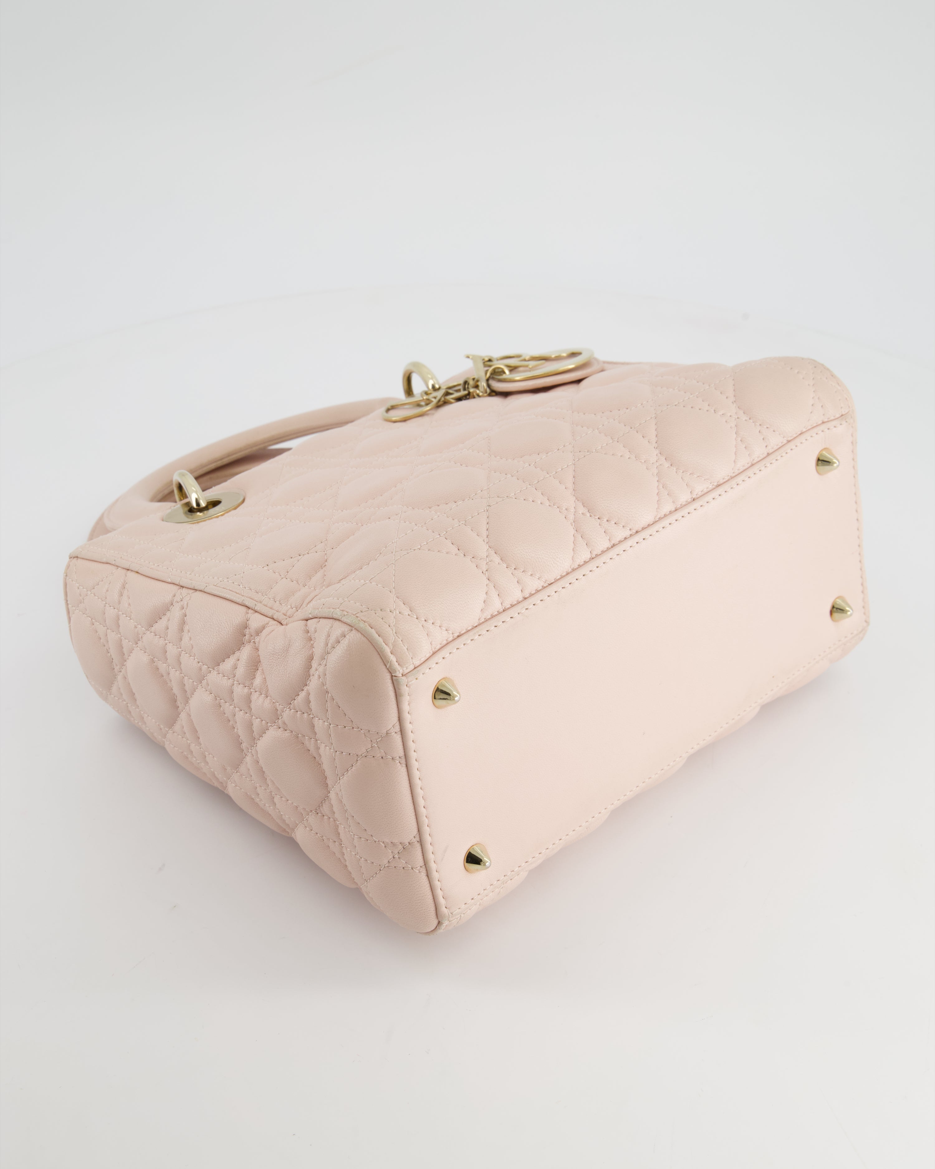 Christian Dior Heavenly Pink Medium Lady Dior Bag in Lambskin Leather with Champagne Gold Hardware