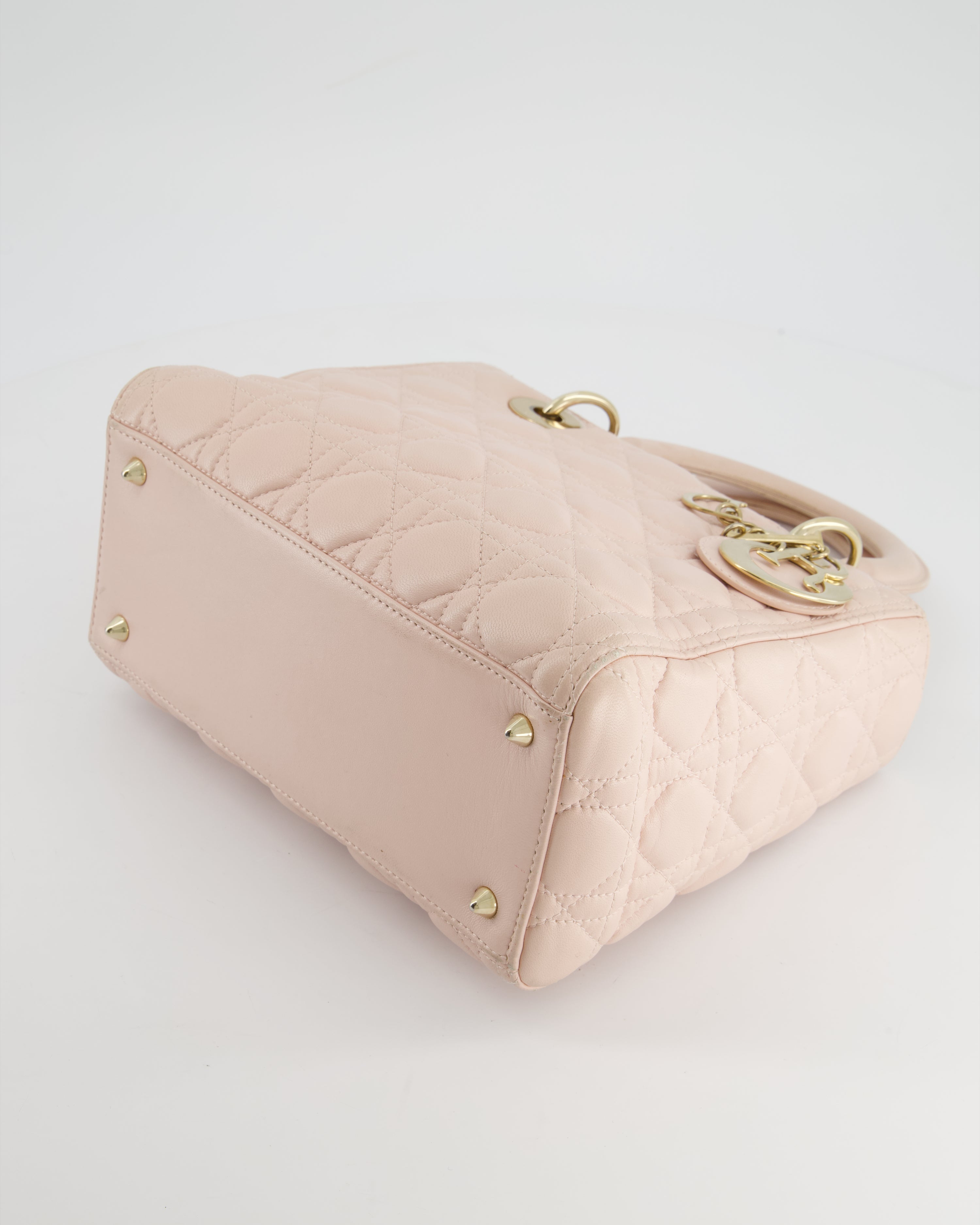 Christian Dior Heavenly Pink Medium Lady Dior Bag in Lambskin Leather with Champagne Gold Hardware