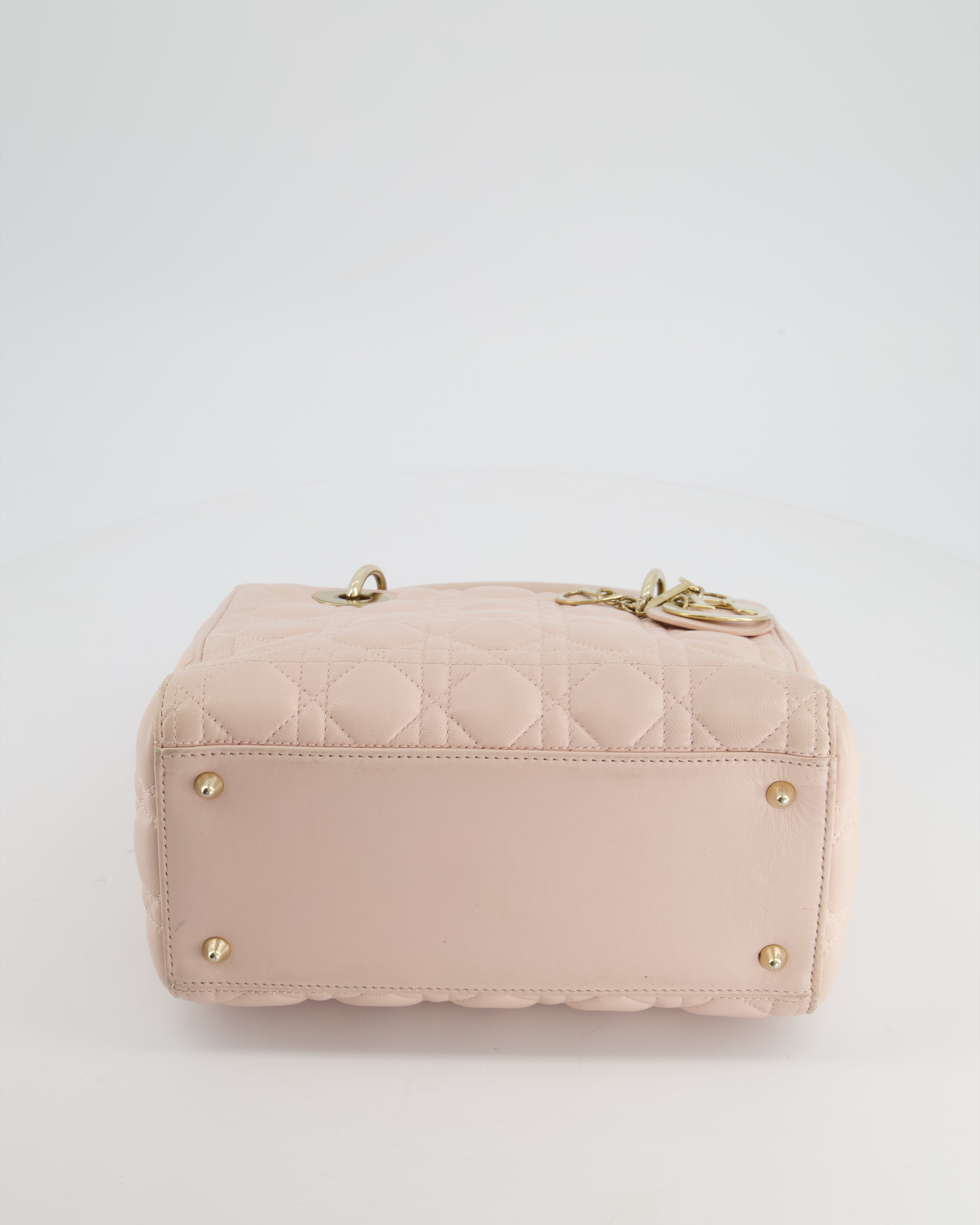 Christian Dior Heavenly Pink Medium Lady Dior Bag in Lambskin Leather with Champagne Gold Hardware