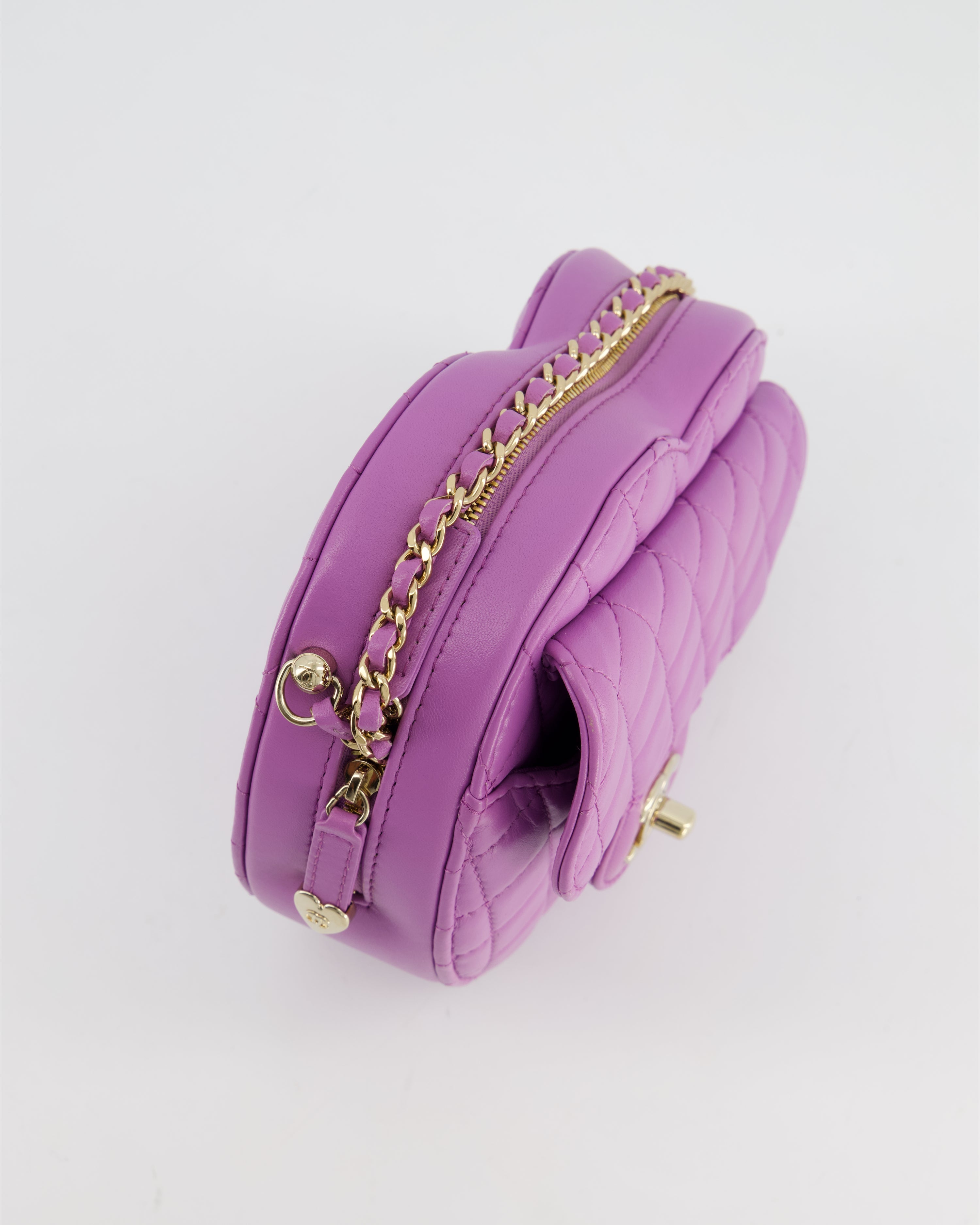 Chanel Purple Medium Heart Bag in Lambskin Leather with Champagne Gold Hardware