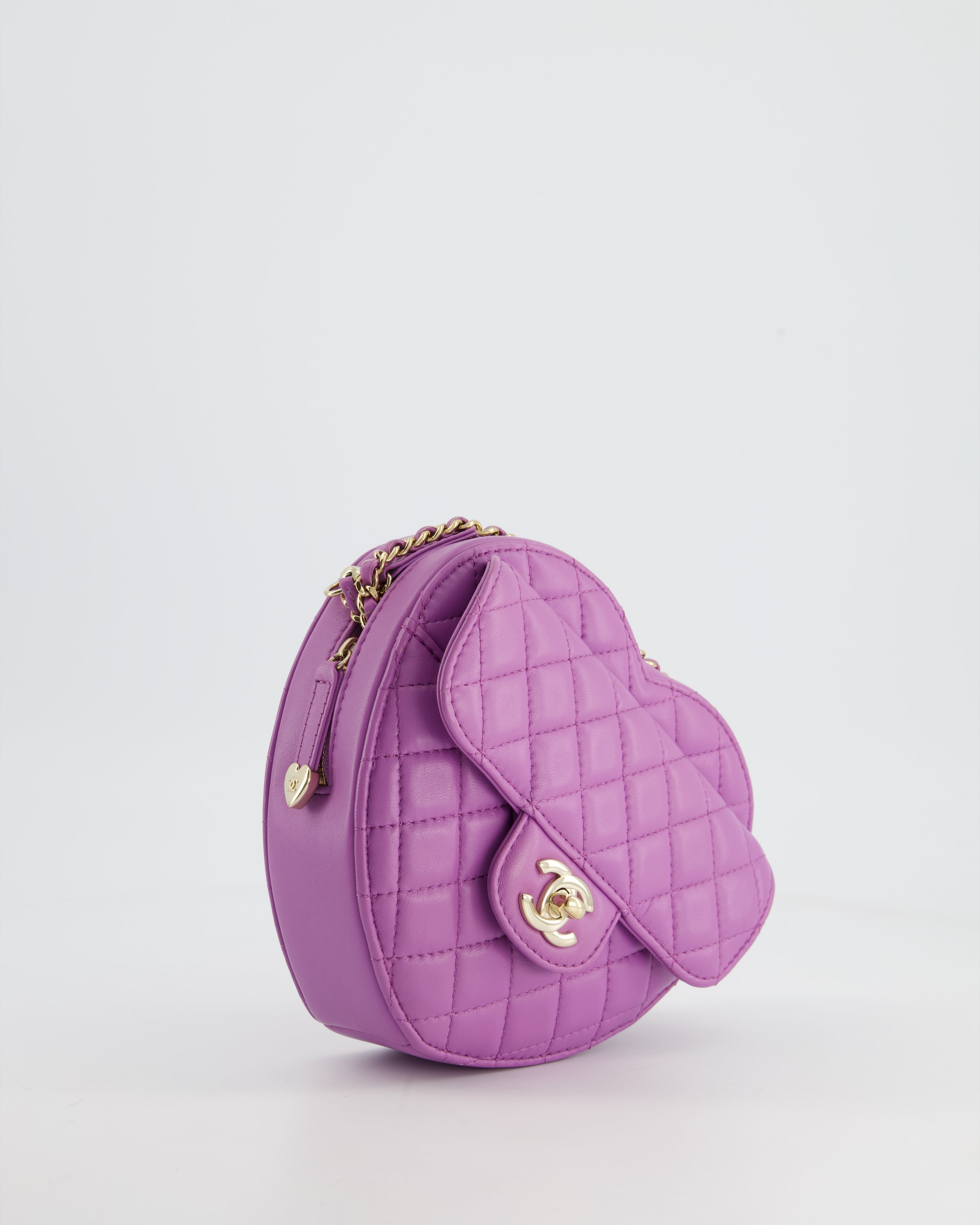 Chanel Purple Medium Heart Bag in Lambskin Leather with Champagne Gold Hardware