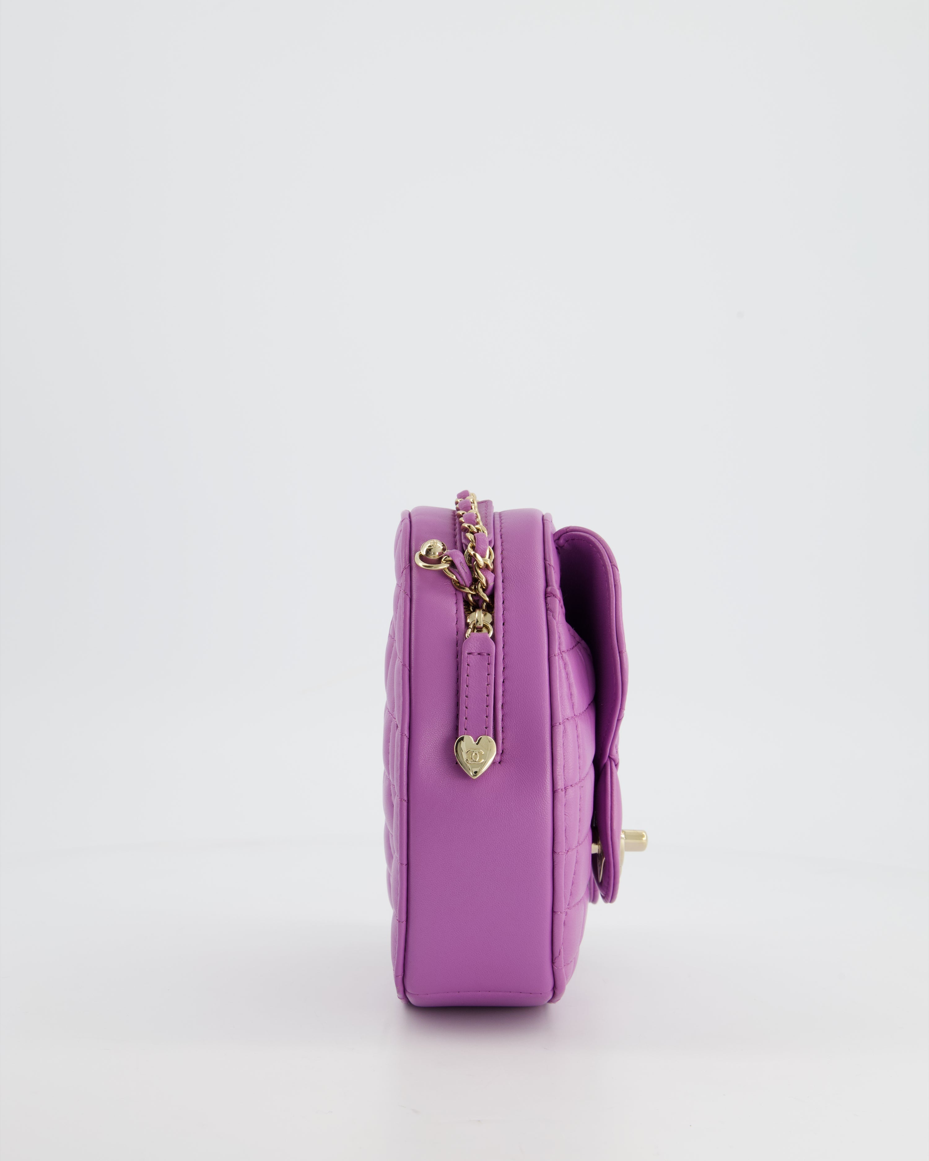 Chanel Purple Medium Heart Bag in Lambskin Leather with Champagne Gold Hardware