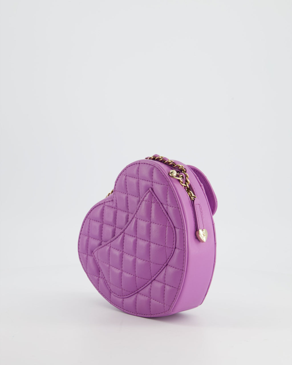 Chanel Purple Medium Heart Bag in Lambskin Leather with Champagne Gold Hardware