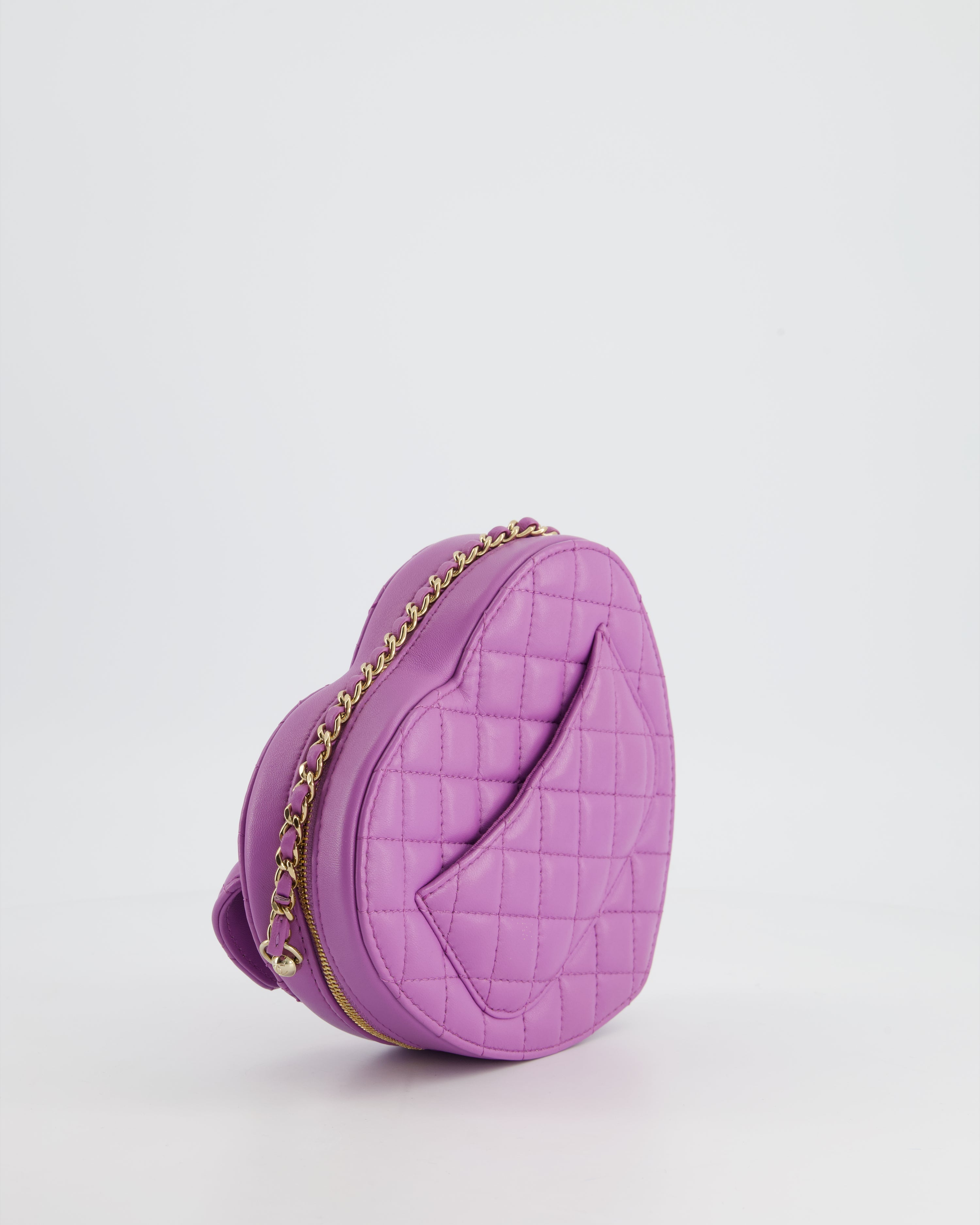 Chanel Purple Medium Heart Bag in Lambskin Leather with Champagne Gold Hardware