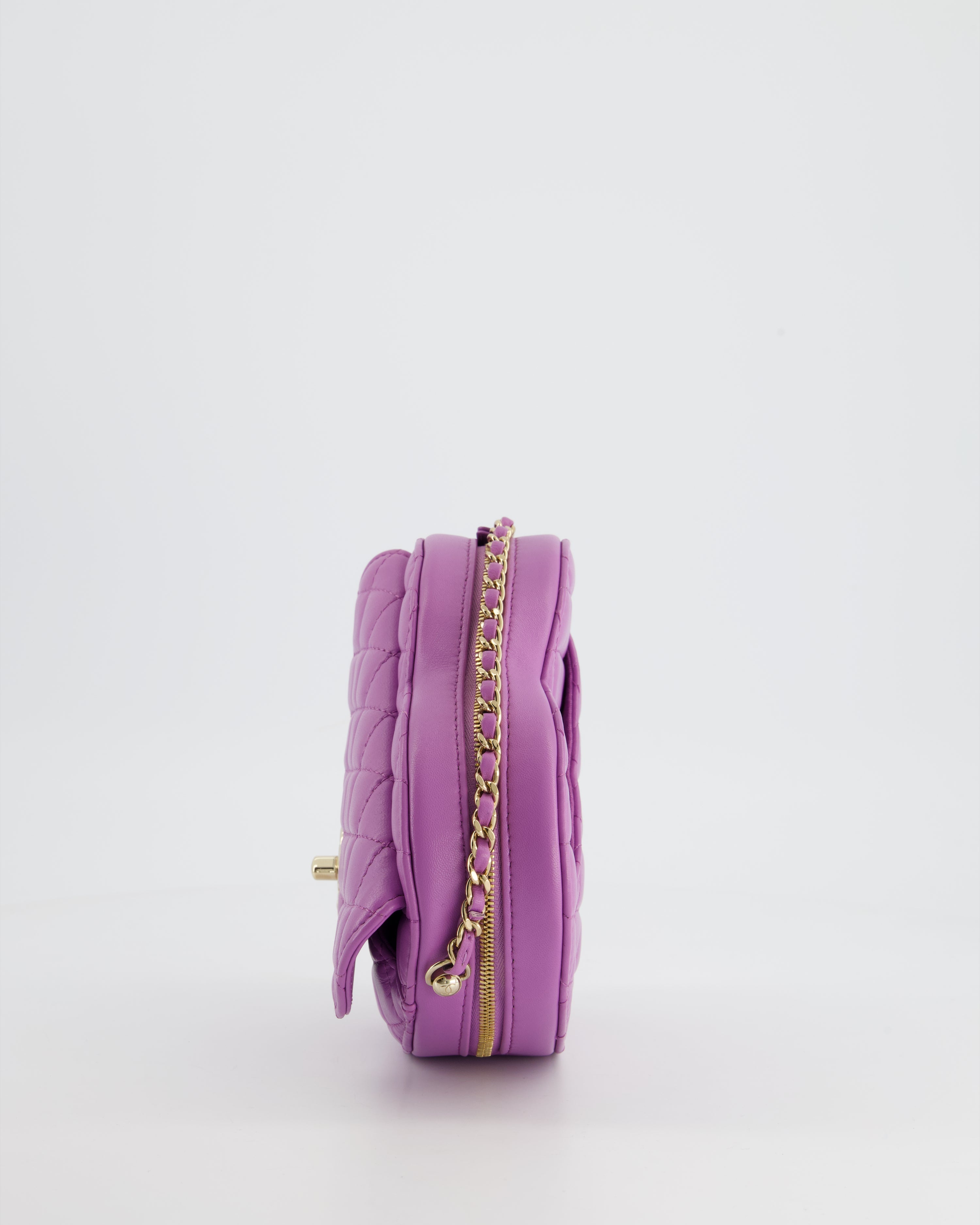 Chanel Purple Medium Heart Bag in Lambskin Leather with Champagne Gold Hardware