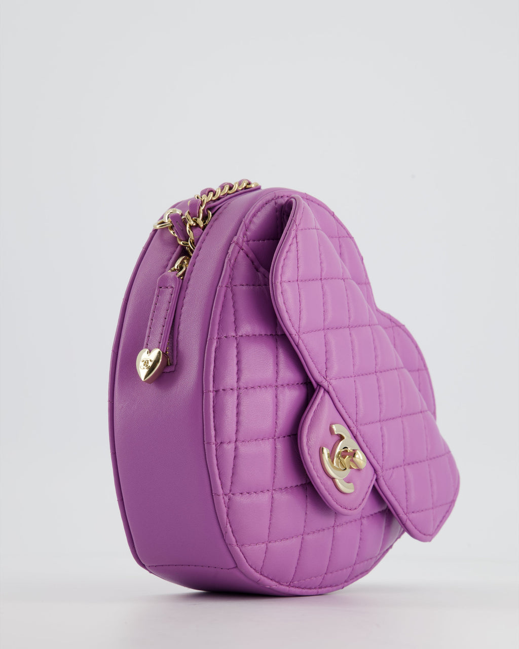 Chanel Purple Medium Heart Bag in Lambskin Leather with Champagne Gold Hardware