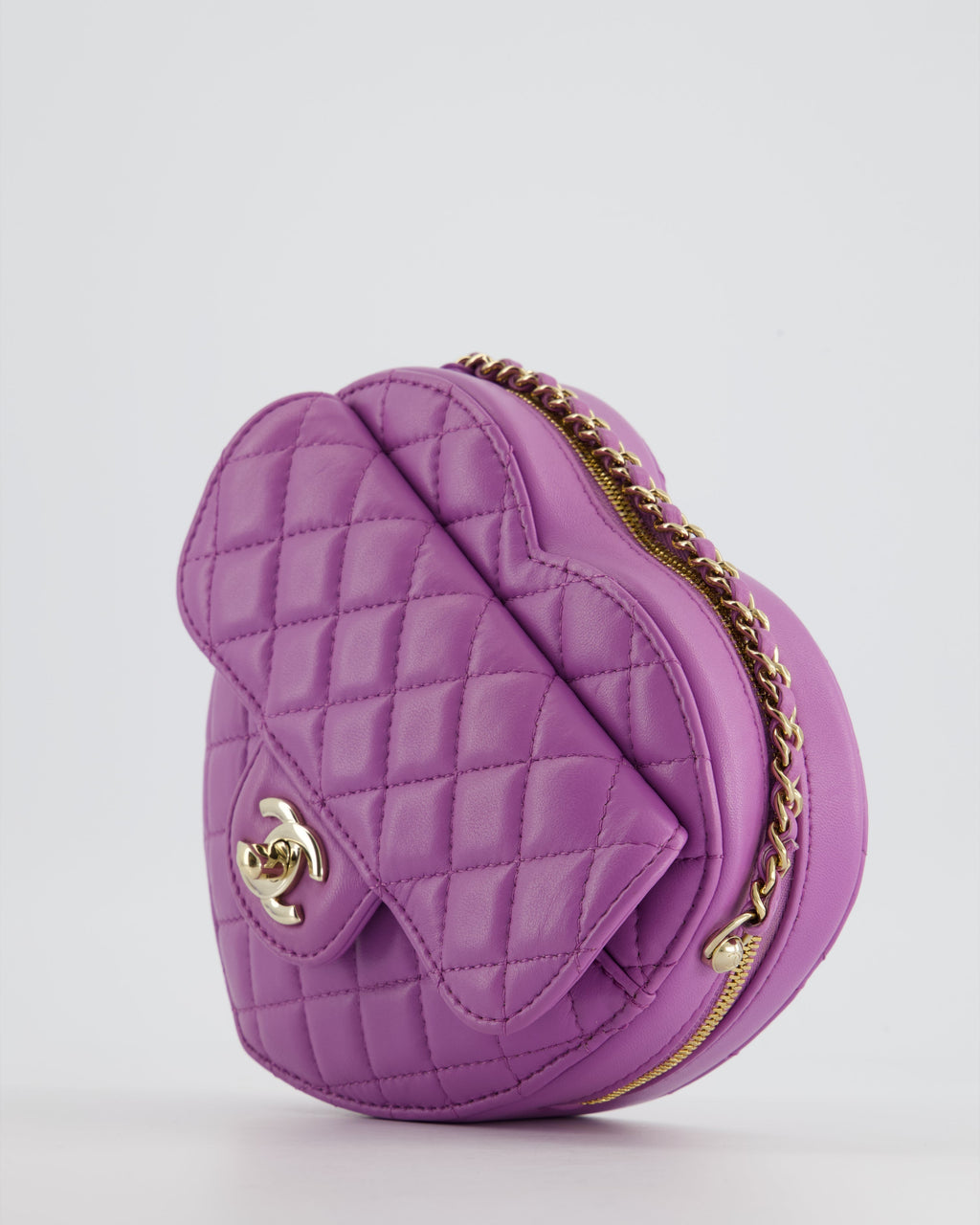 Chanel Purple Medium Heart Bag in Lambskin Leather with Champagne Gold Hardware