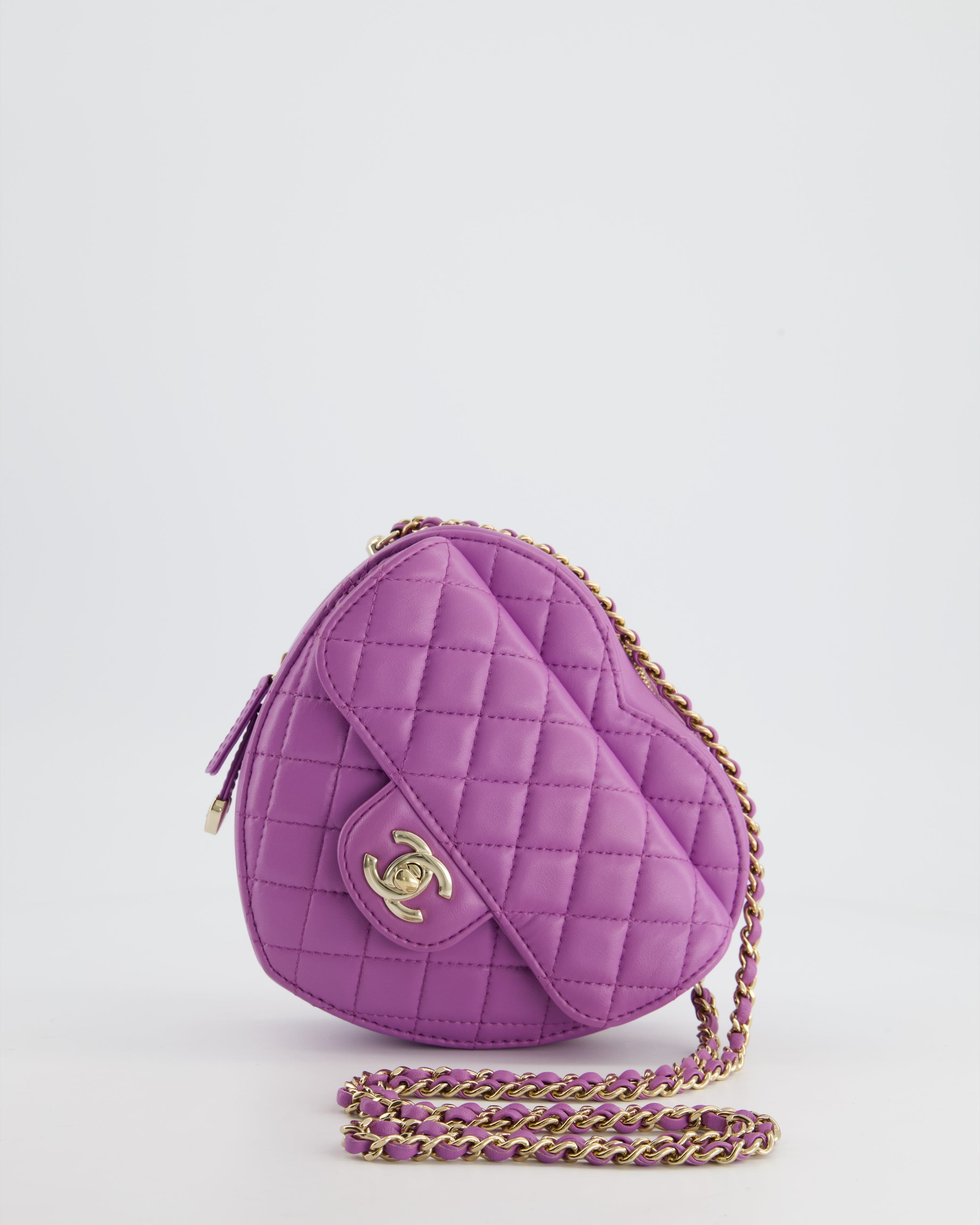 Chanel Purple Medium Heart Bag in Lambskin Leather with Champagne Gold Hardware
