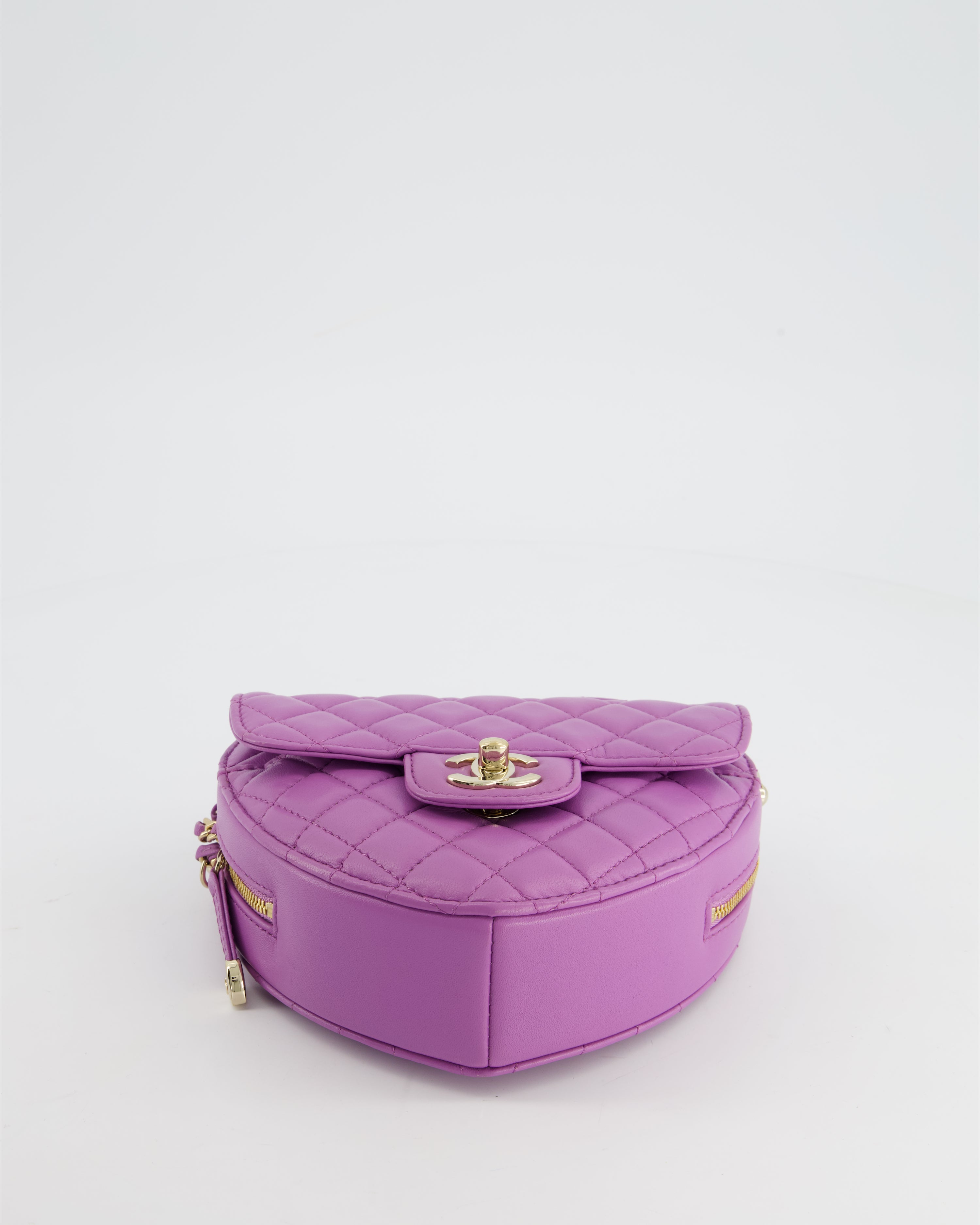 Chanel Purple Medium Heart Bag in Lambskin Leather with Champagne Gold Hardware