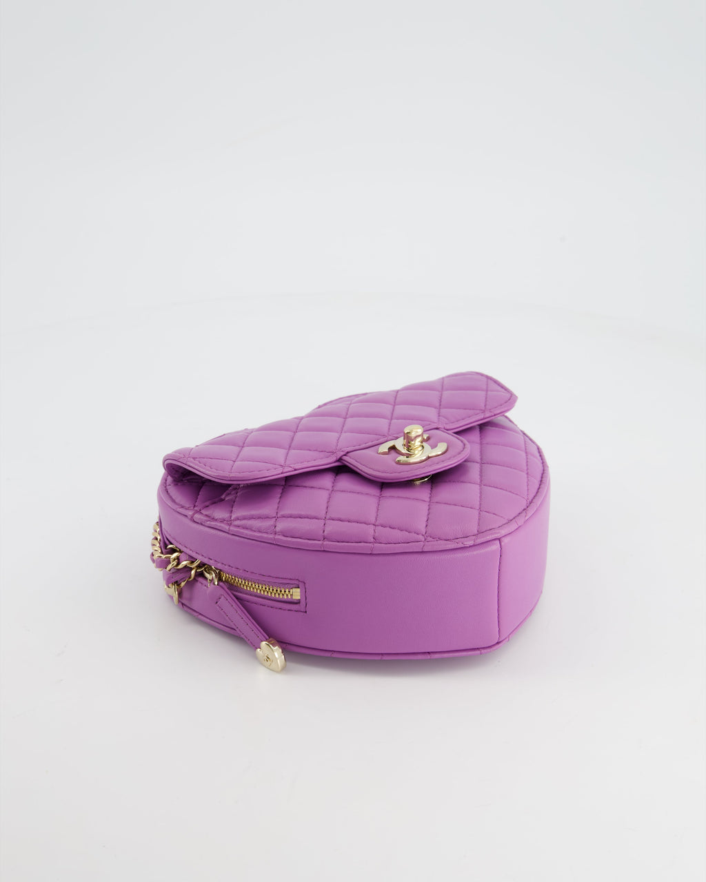 Chanel Purple Medium Heart Bag in Lambskin Leather with Champagne Gold Hardware