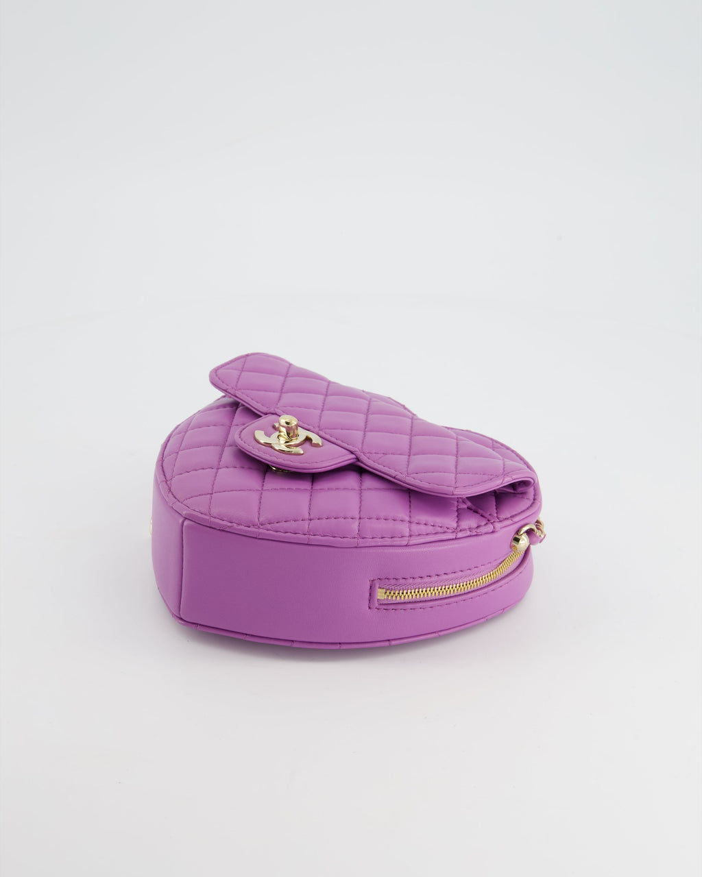 Chanel Purple Medium Heart Bag in Lambskin Leather with Champagne Gold Hardware