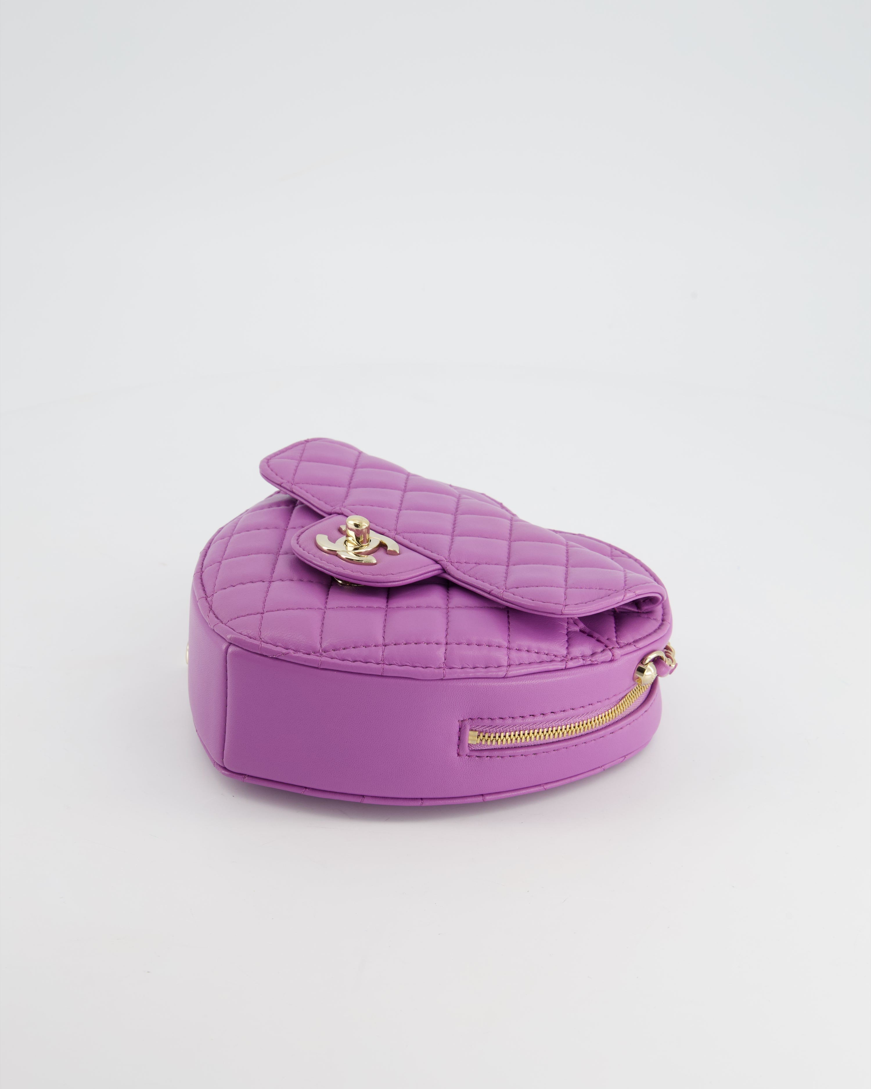 Chanel Purple Medium Heart Bag in Lambskin Leather with Champagne Gold Hardware