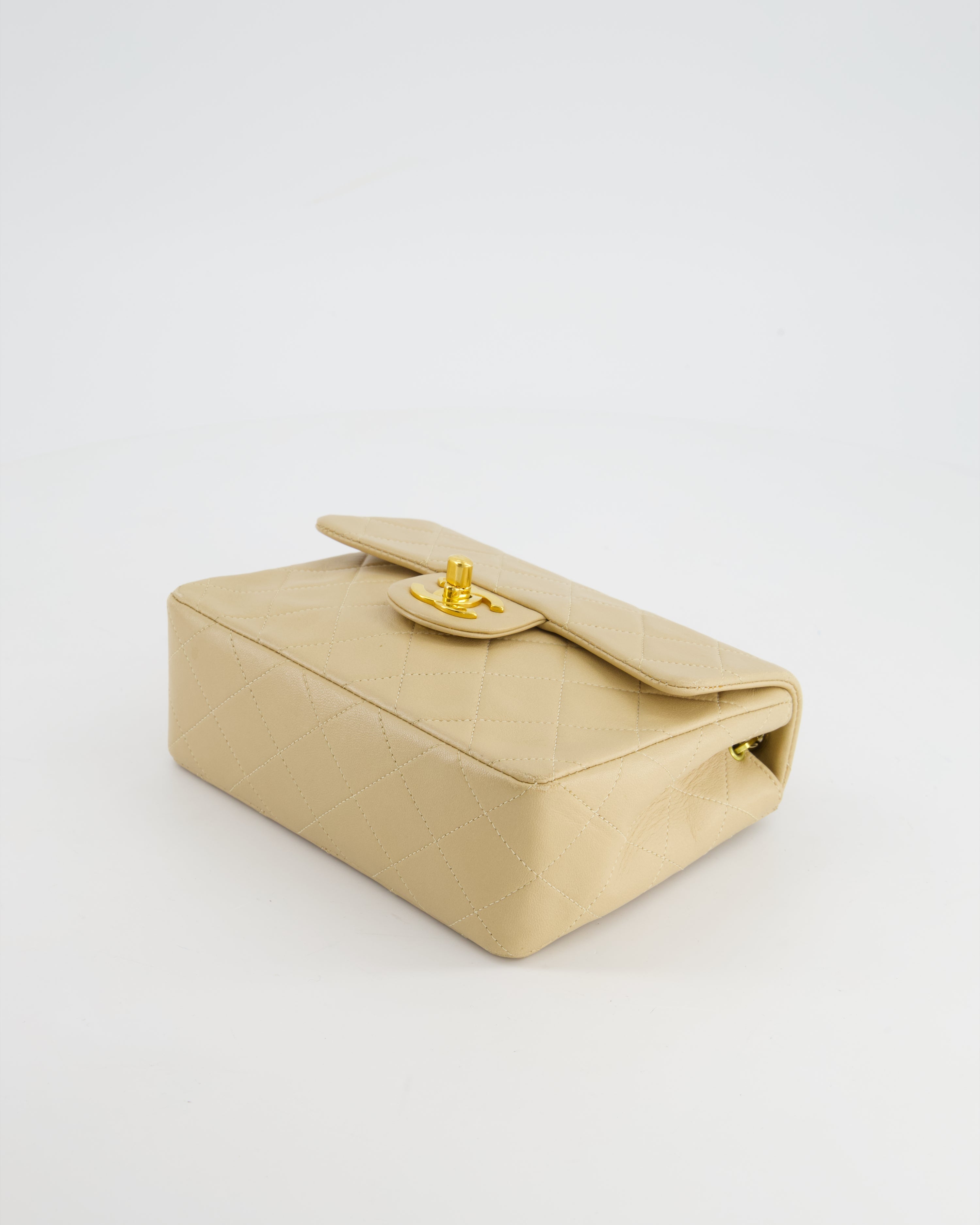 VINTAGE* Chanel Chai Vintage Mini Square Bag in Lambskin Leather with 24K Gold Hardware