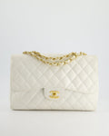 Chanel Vintage White Jumbo Classic Single Flap Bag in Caviar Leather with 24K Gold Hardware RRP £9,240