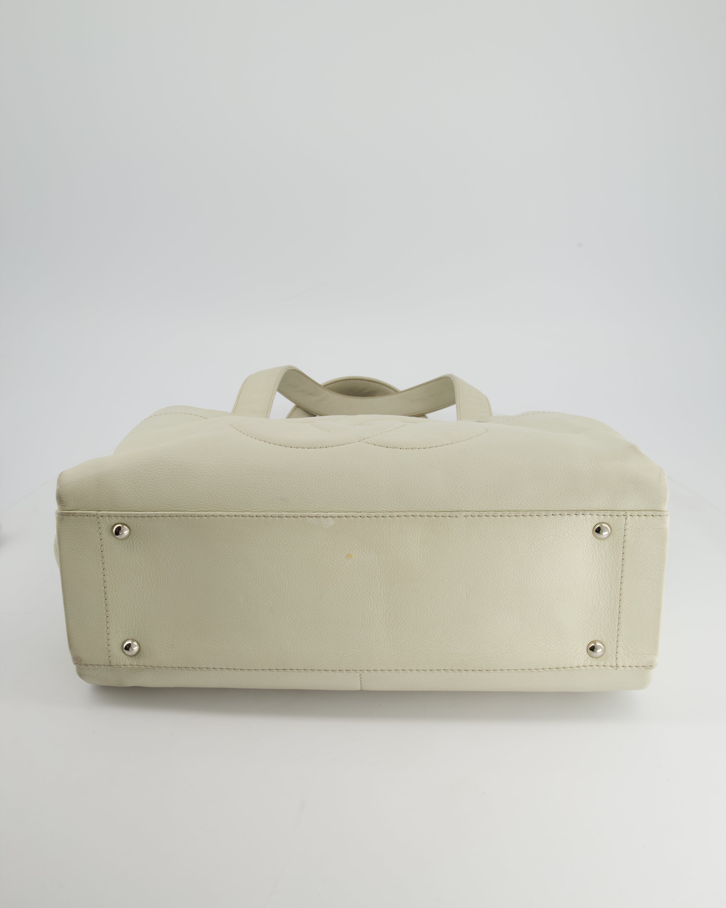 Chanel Ivory Ultimate Executive Shopper Tote Bag in Caviar Leather with Silver Hardware