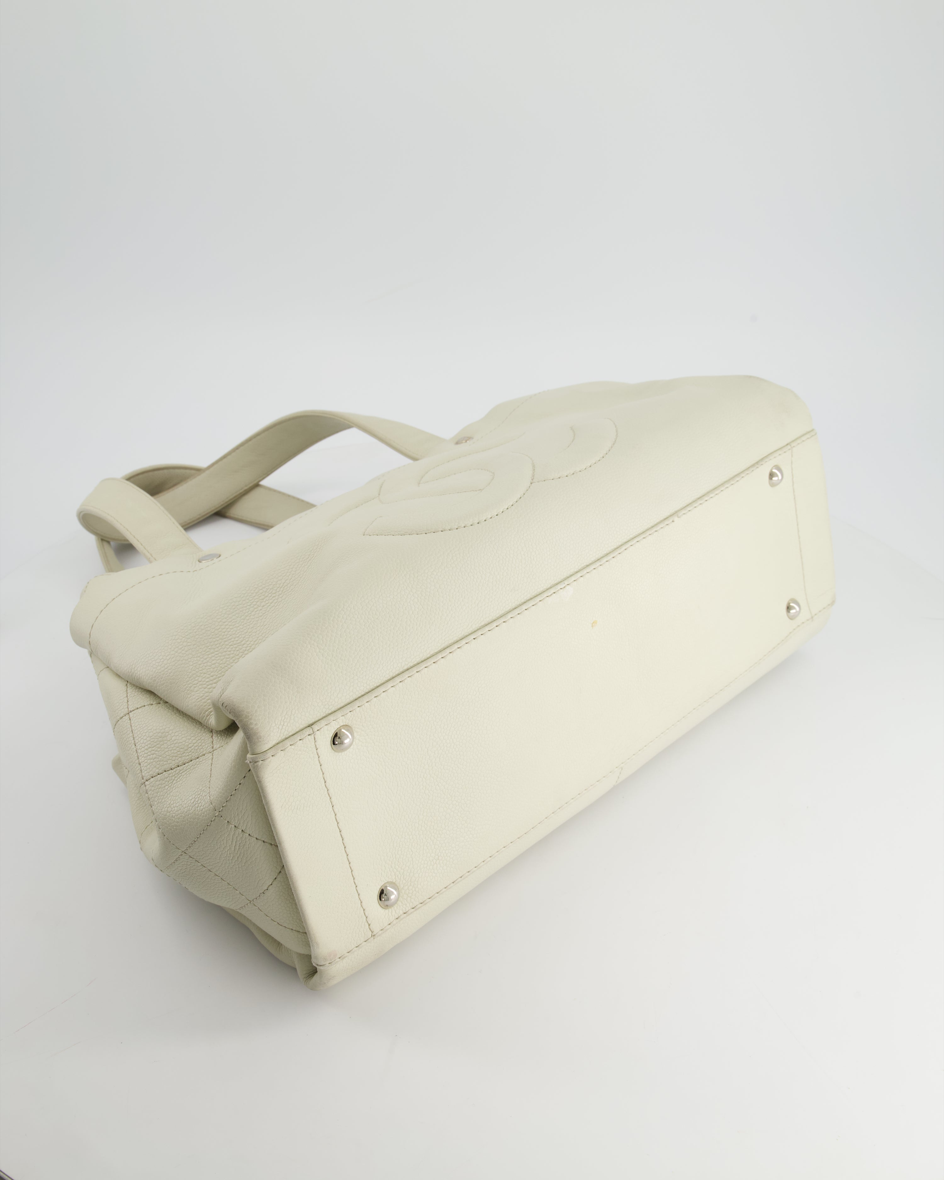 Chanel Ivory Ultimate Executive Shopper Tote Bag in Caviar Leather with Silver Hardware