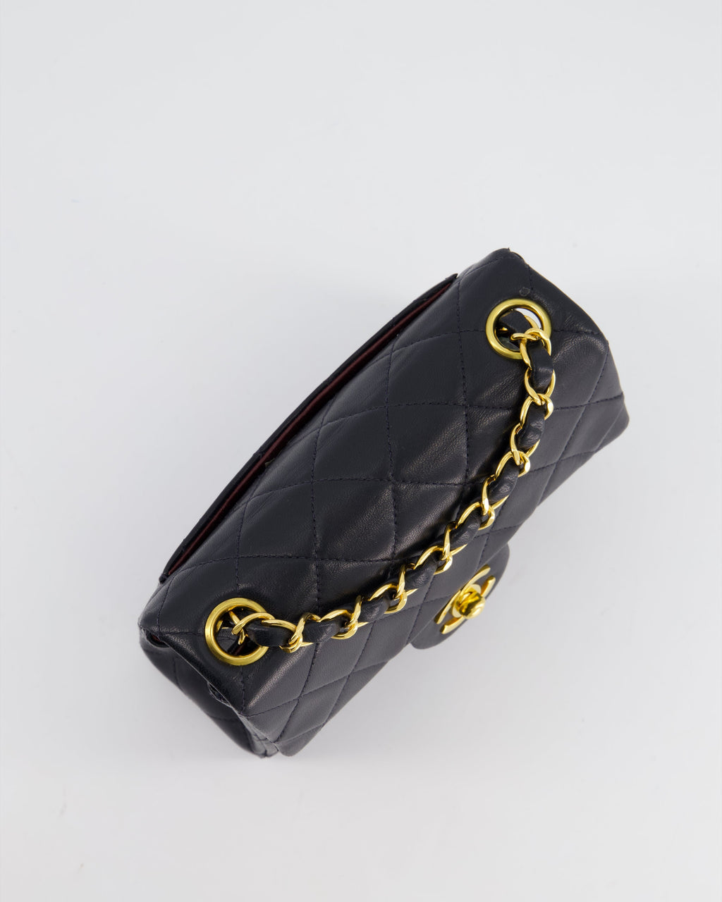 Chanel Vintage Black Mini Square Bag in Lambskin Leather with 24k Gold Hardware