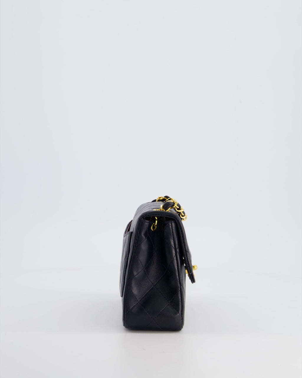 Chanel Vintage Black Mini Square Bag in Lambskin Leather with 24k Gold Hardware