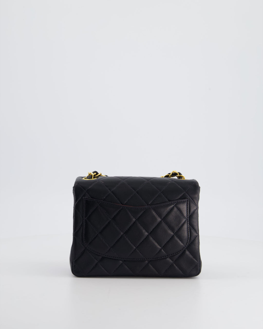 Chanel Vintage Black Mini Square Bag in Lambskin Leather with 24k Gold Hardware